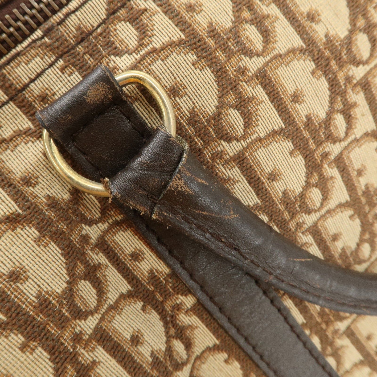 Christian Dior Trotter Jacquard Canvas Boston Bag Hand Bag Brown