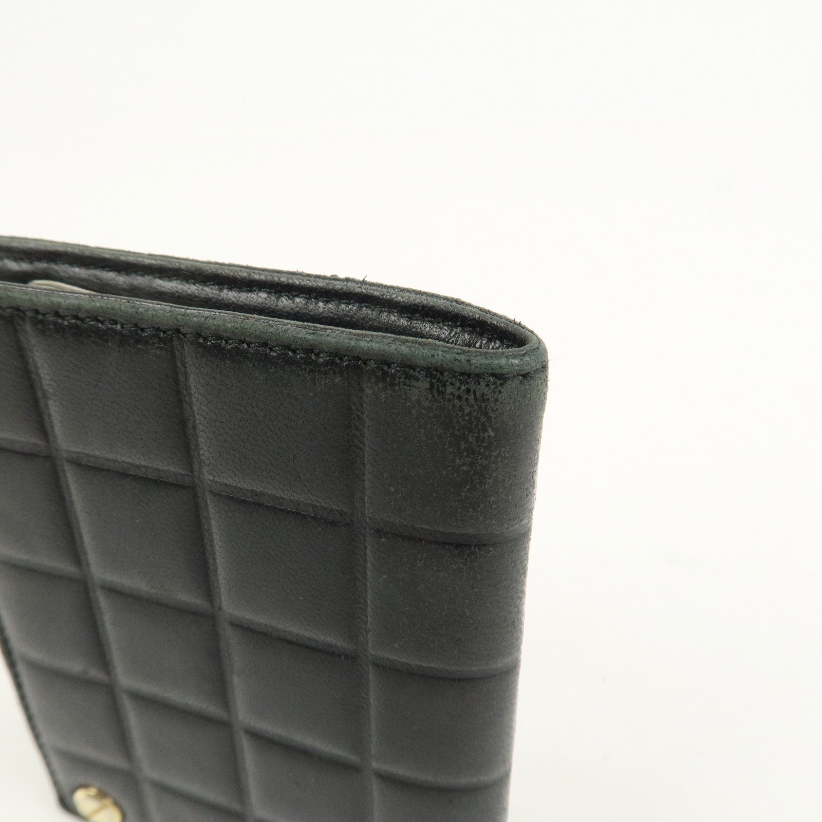 CHANEL Chocolate Bar Lamb Skin Card Case Card Holder Black