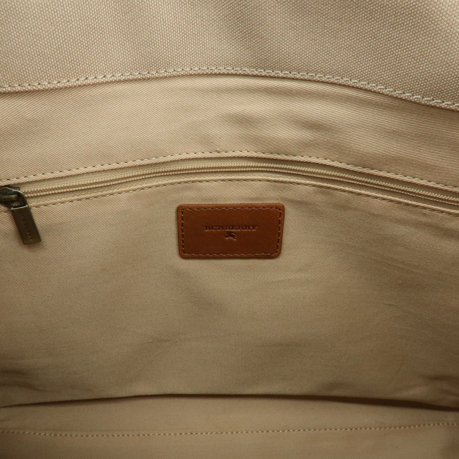 BURBERRY Nova Plaid Canvas Leather Tote Bag Hand Bag Beige Brown