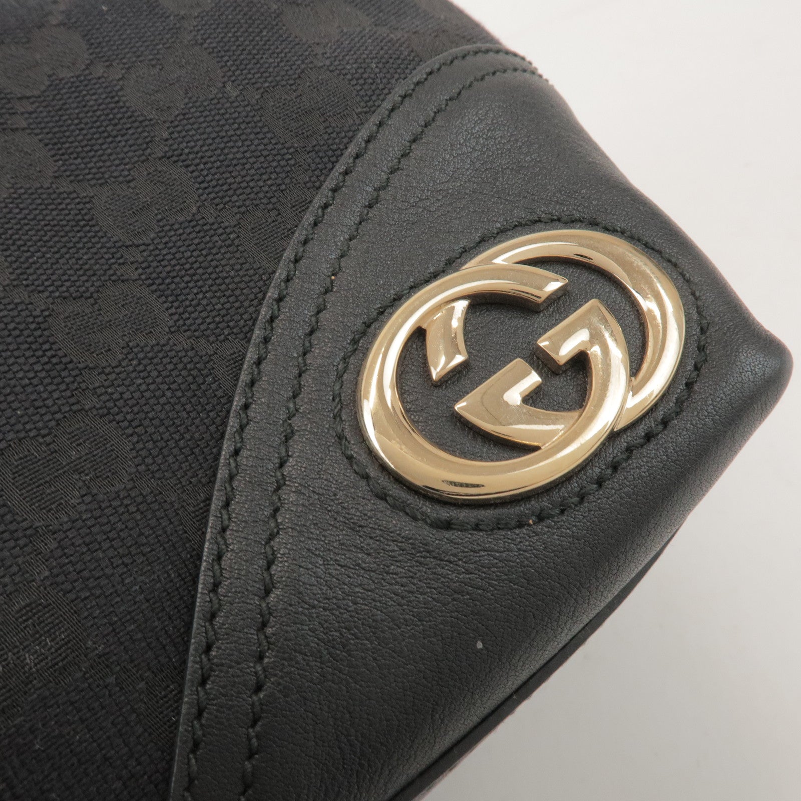 GUCCI New Britt GG Canvas Leather Tote Bag Hand Bag Black 169946