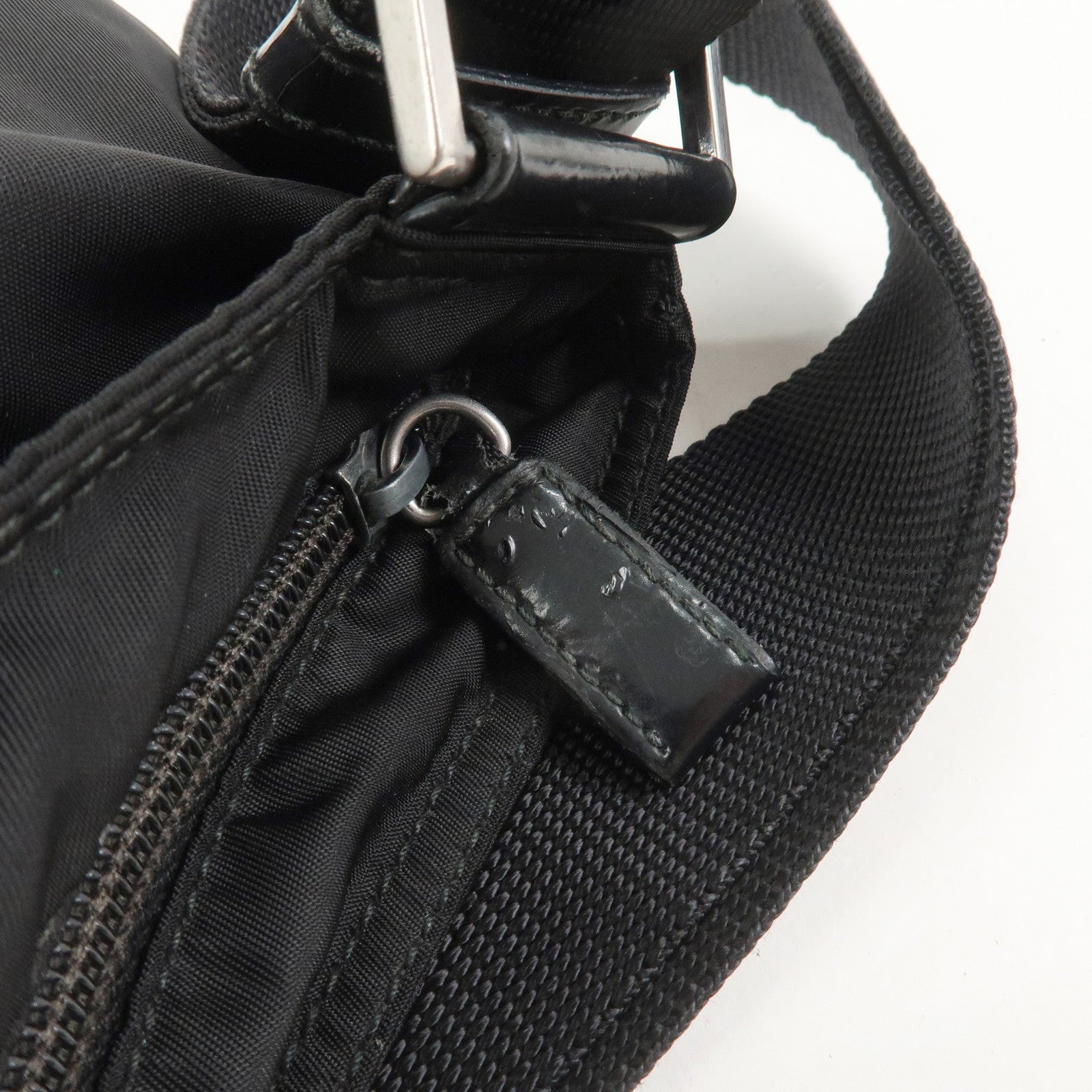 PRADA Triangle Logo Nylon Leather Shoulder Bag Crossbody Bag black