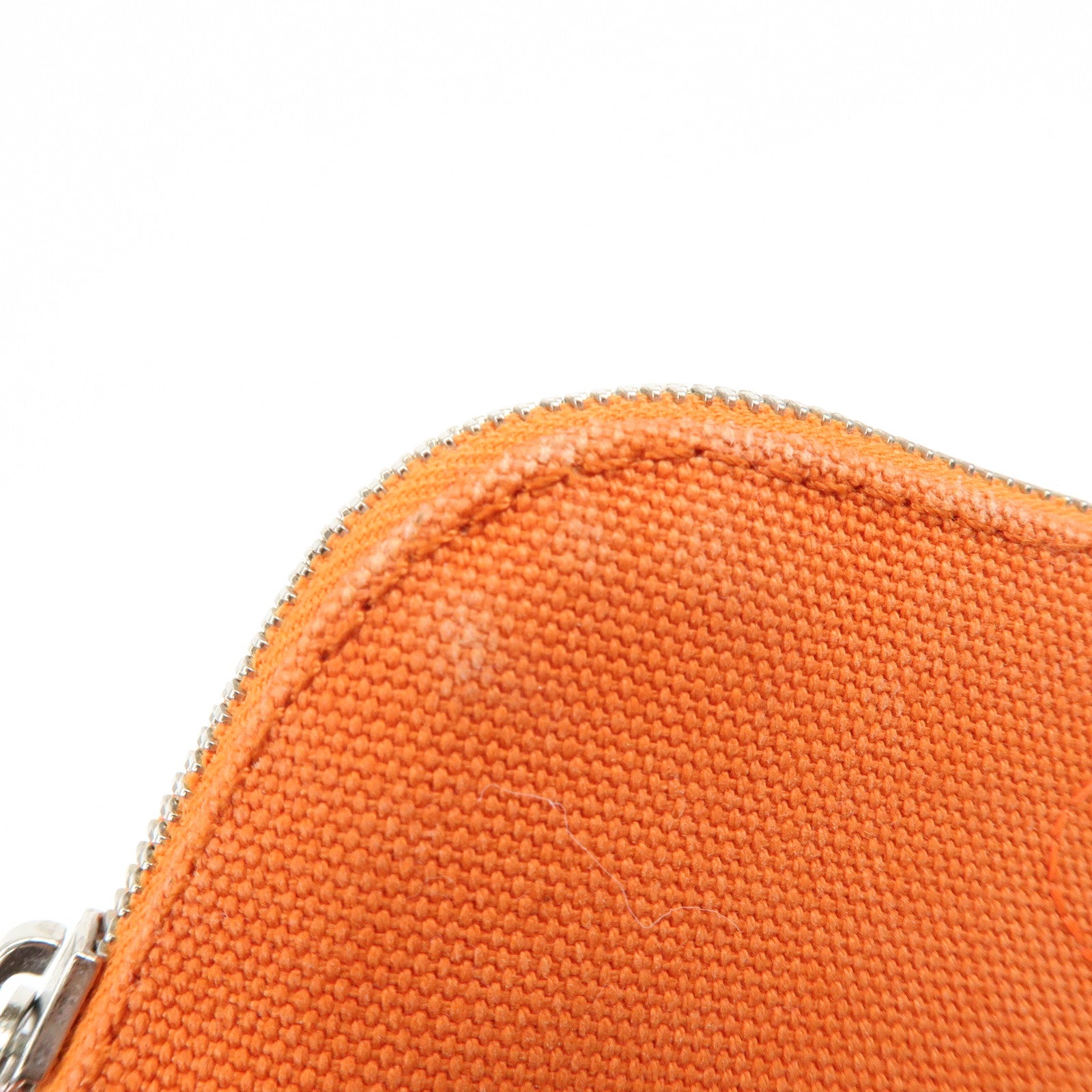 HERMES Bolide Mini Mini 16 Canvas Leather Cosmetic Pouch Orange