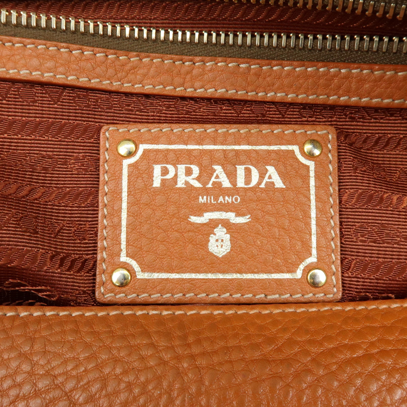 PRADA Leather 2Way Bag Hand Bag Shoulder Bag Light Brown BL0816