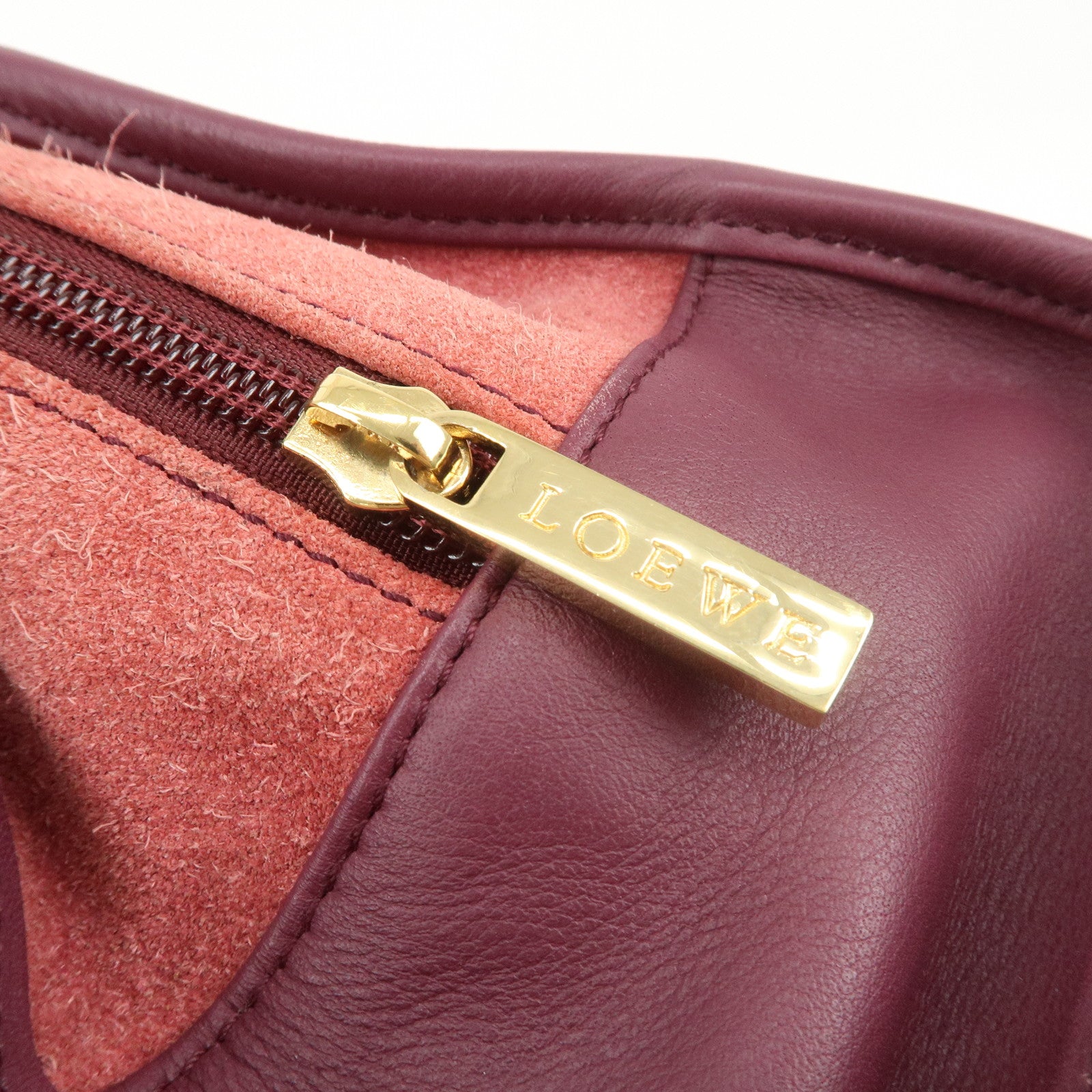 LOEWE Anagram Amazona 28 Suede Leather Hand Bag Pink Purple