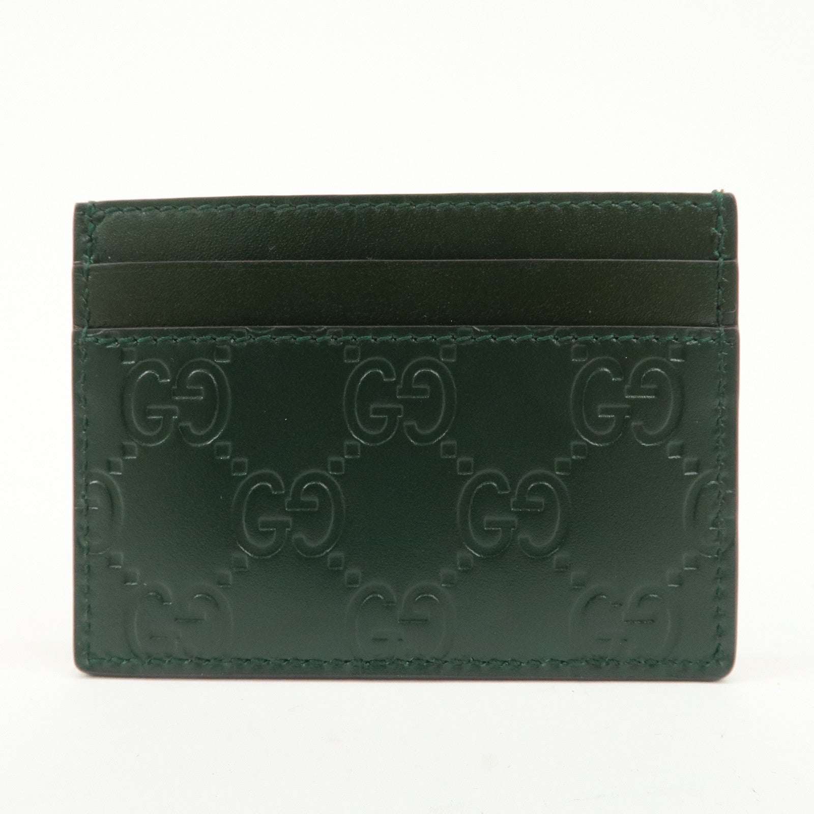 GUCCI Guccissima Tiger Natal Details Leather Card Case Green 428542 Used