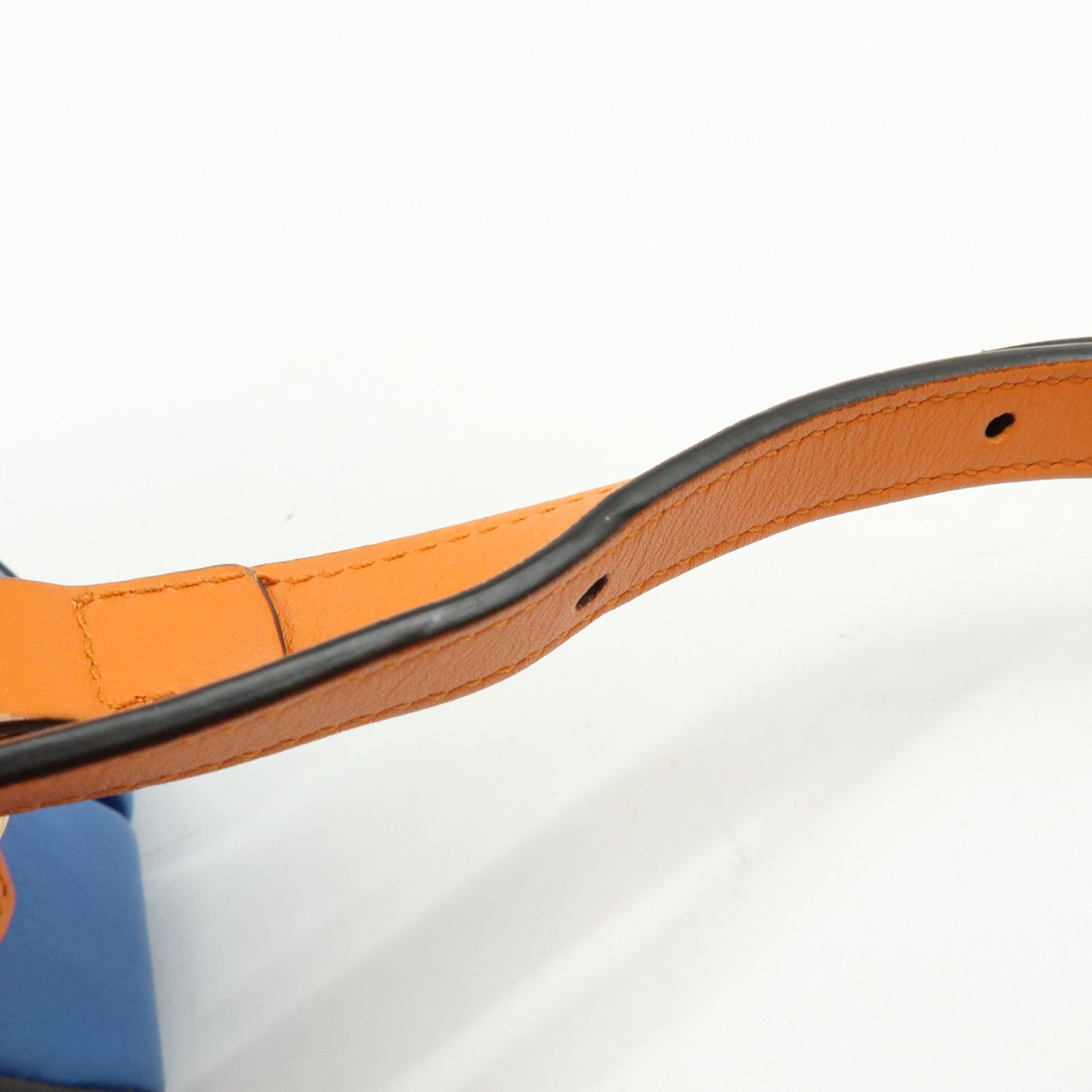 GUCCI Logo Interlocking G Leather Shoulder Bag Blue Orange 658230
