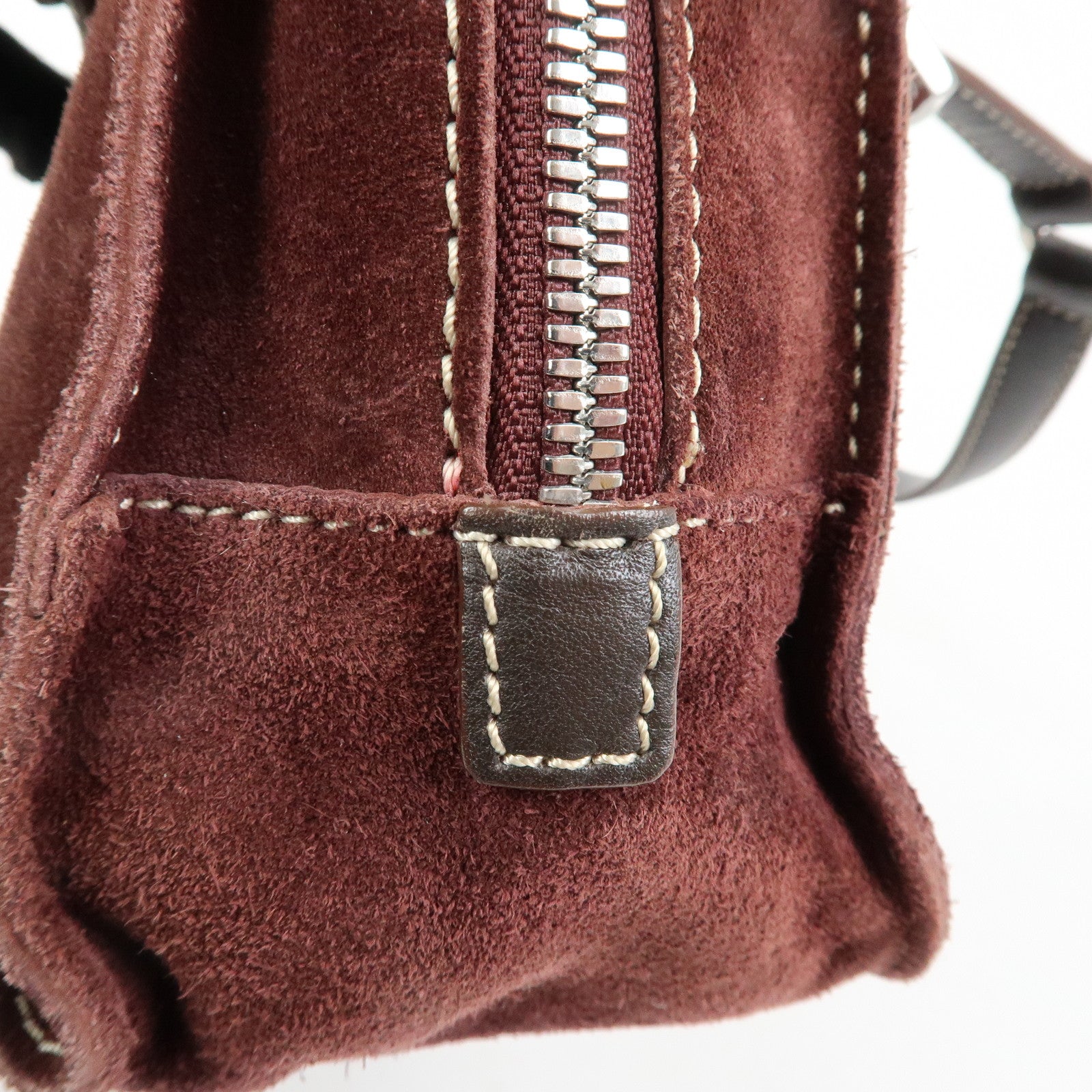 LOEWE Anagram Suede Leather Studs Hand Bag Bordeaux