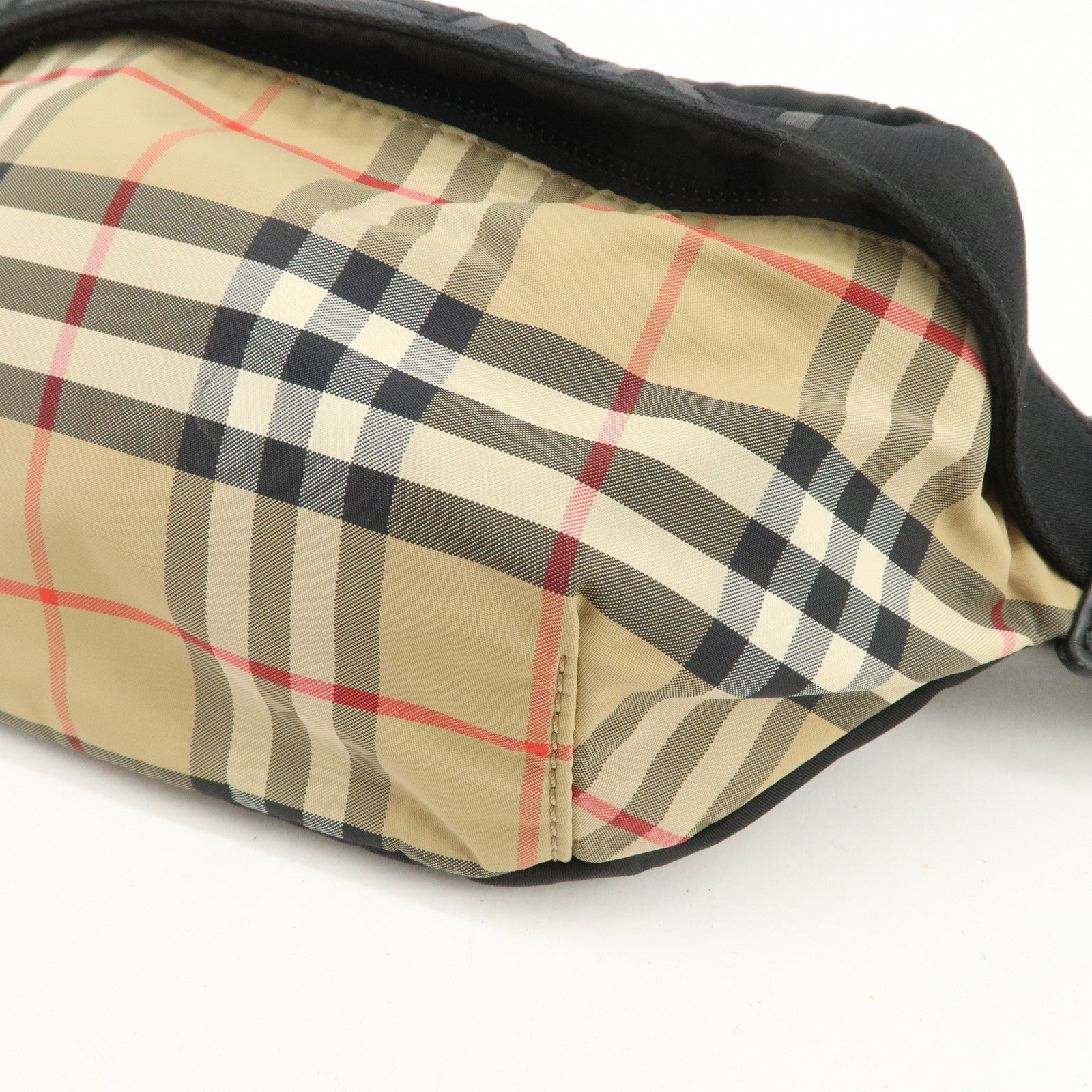 BURBERRY Nova Plaid Nylon Waist Bag Crossbody Bag Black Beige