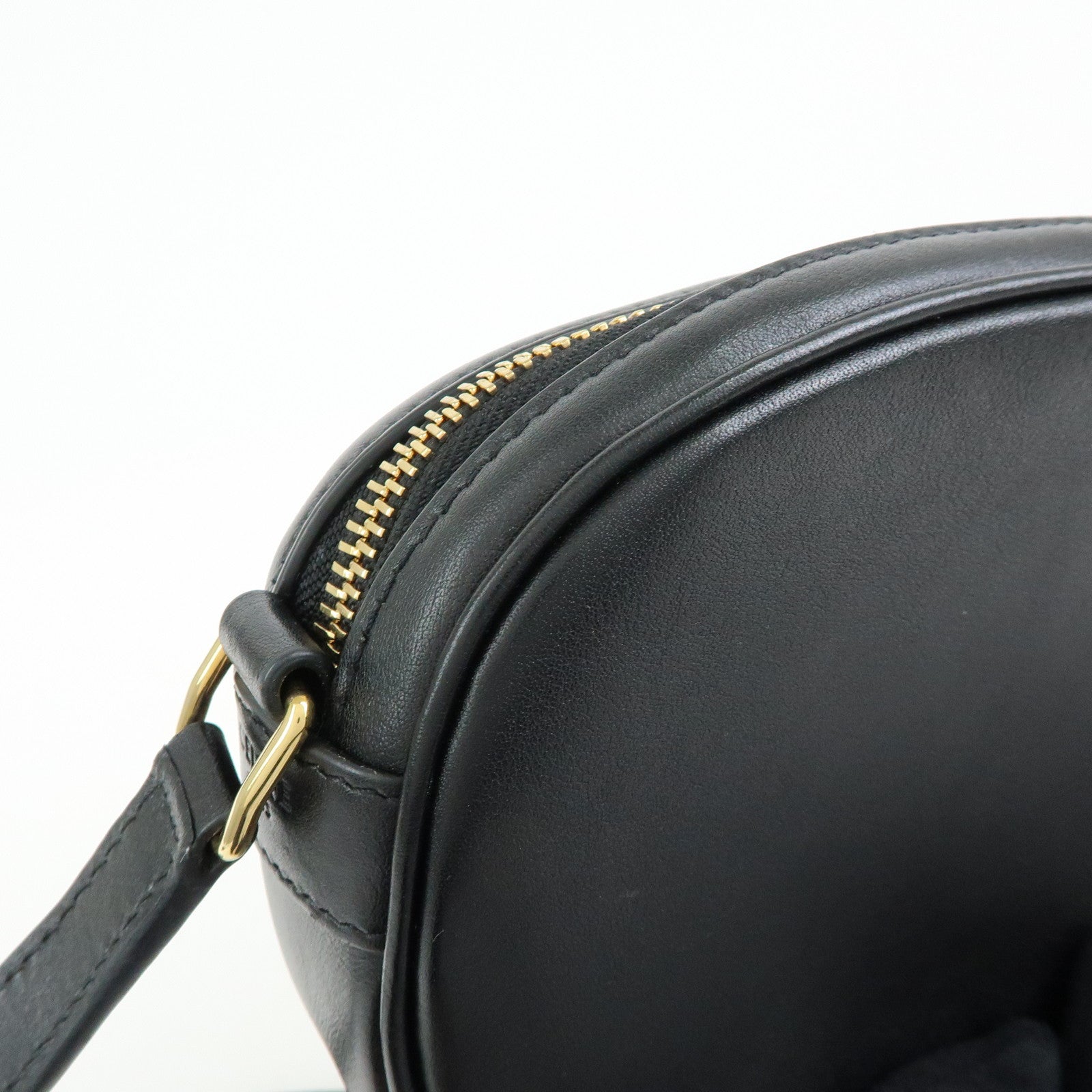 CELINE C Charm Leather Shoulder Bag Crossbody Bag Camera Bag Black