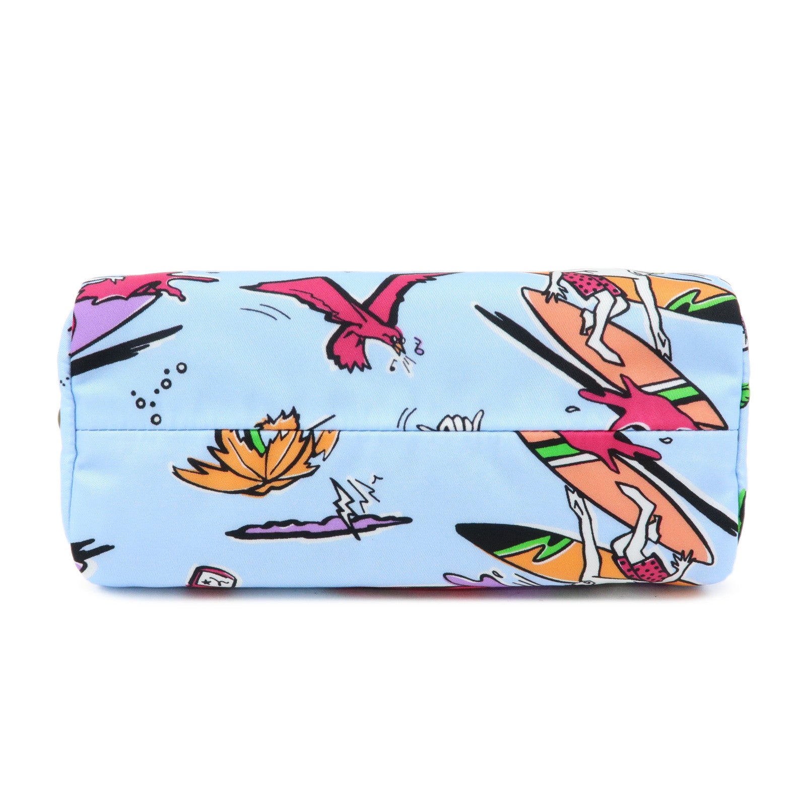 PRADA Triangle Logo Nylon Cosmetic Pouch Light Blue 1NS693