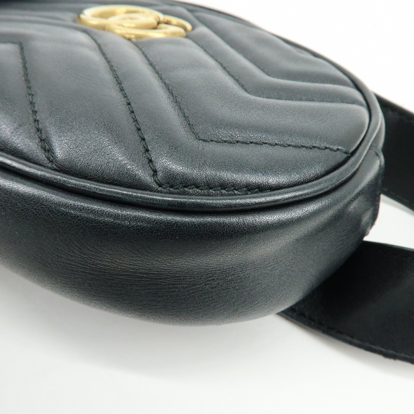 GUCCI GG Marmont Leather Waist Pouch Body Bag Black