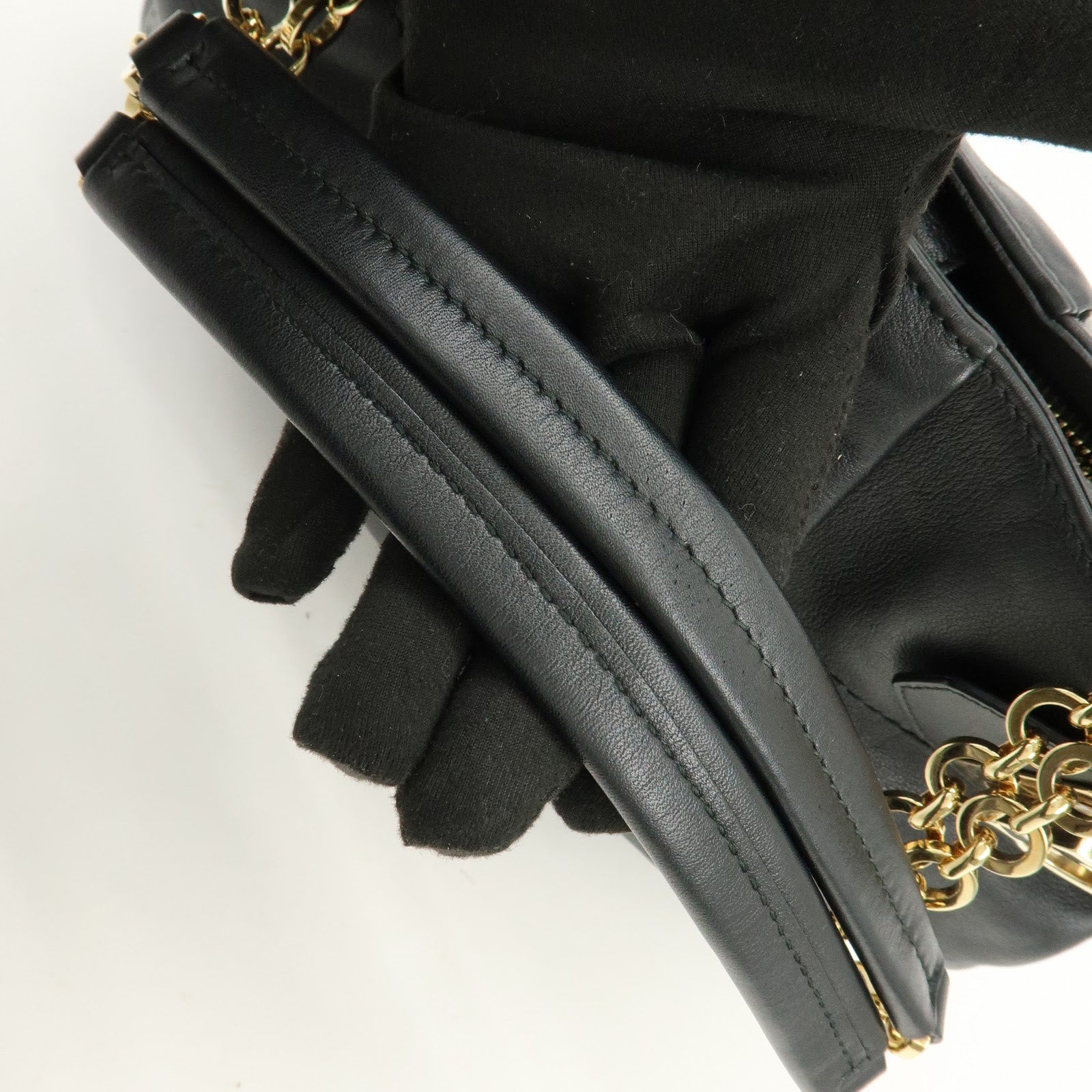 Ferragamo Gancini Leather Tote Bag Hand Bag Shoulder Bag Black