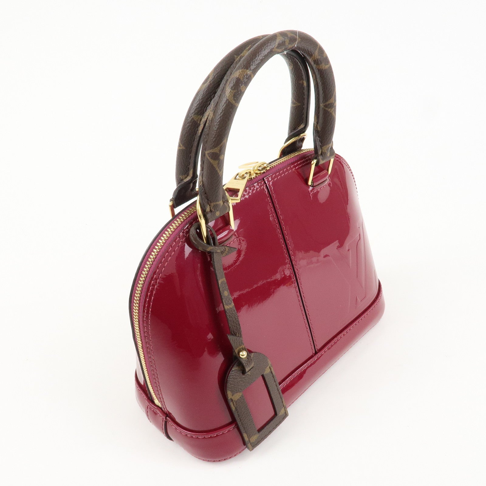 Louis Vuitton Monogram Vernis Alma BB 2Way Hand Bag Magenta M54785 Used