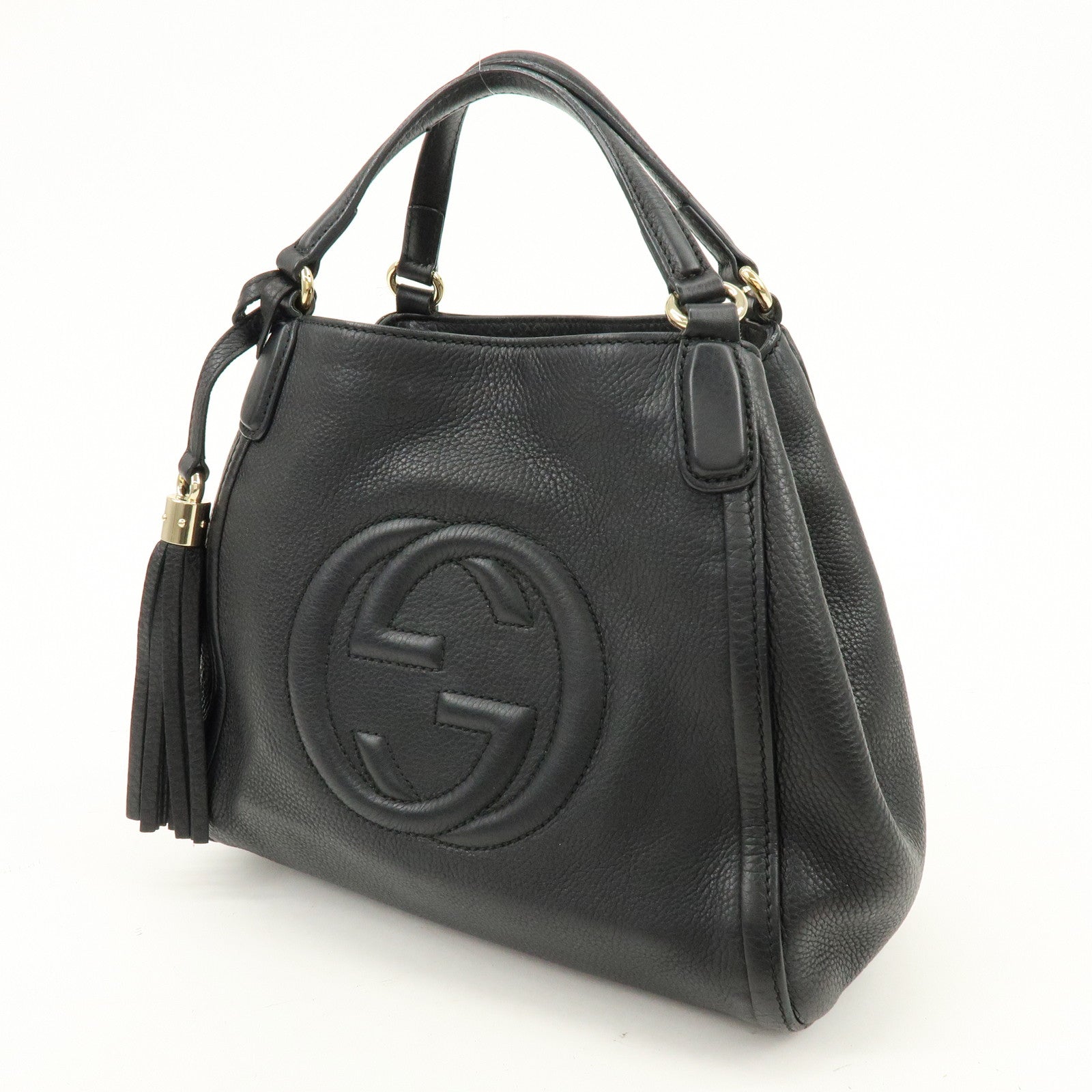 GUCCI SOHO Interlocking G 2Way Bag Hand Bag Black 336751
