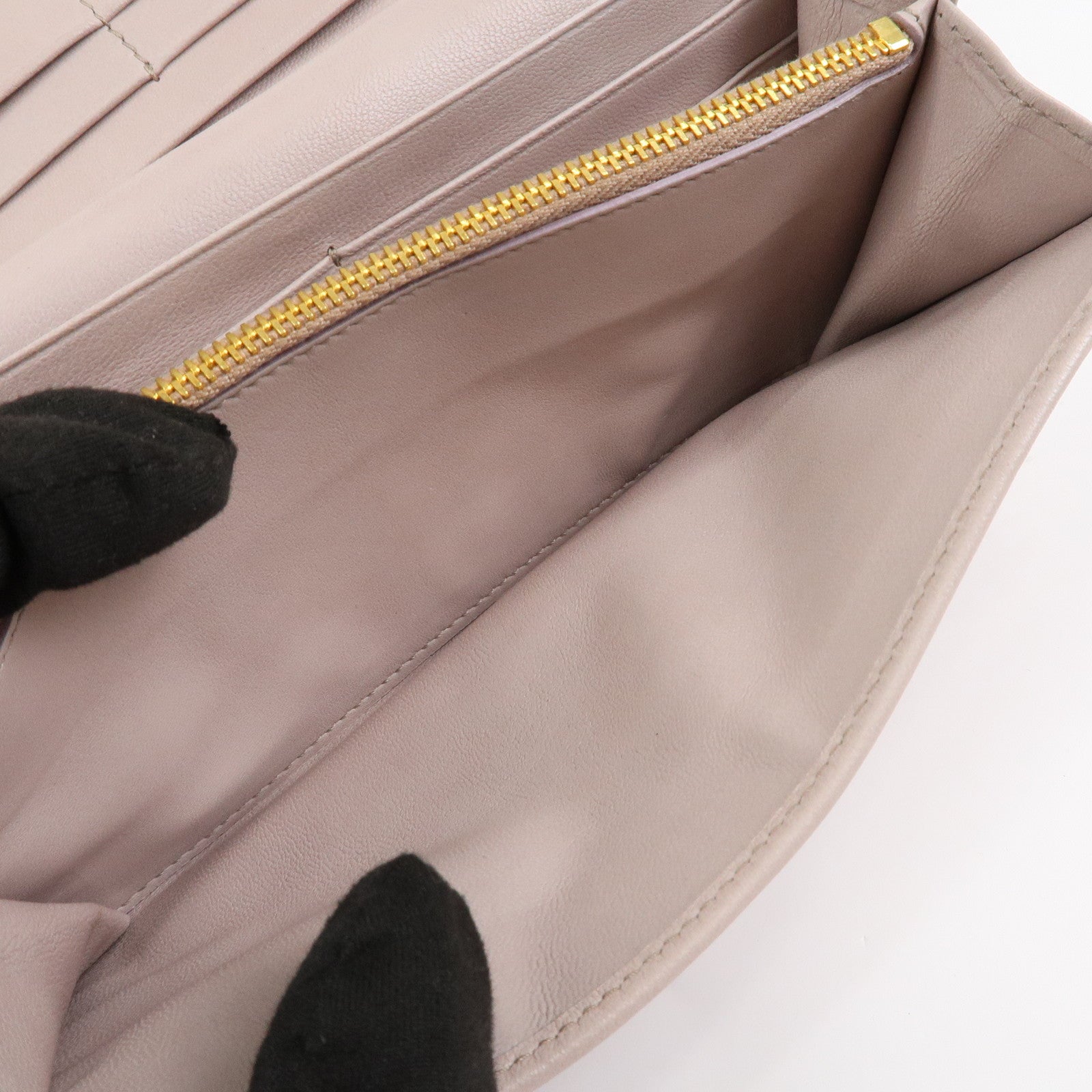 PRADA Nappa Gaufre Leather Bi-fold Long Wallet Light Beige 1M1132