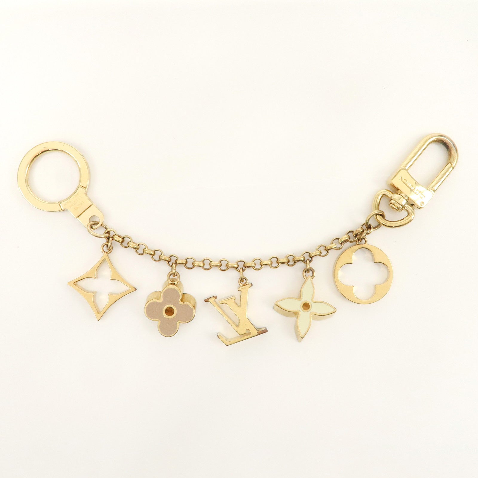 Louis Vuitton Fleur de Monogram Bag Charm Key Chain Gold M65111