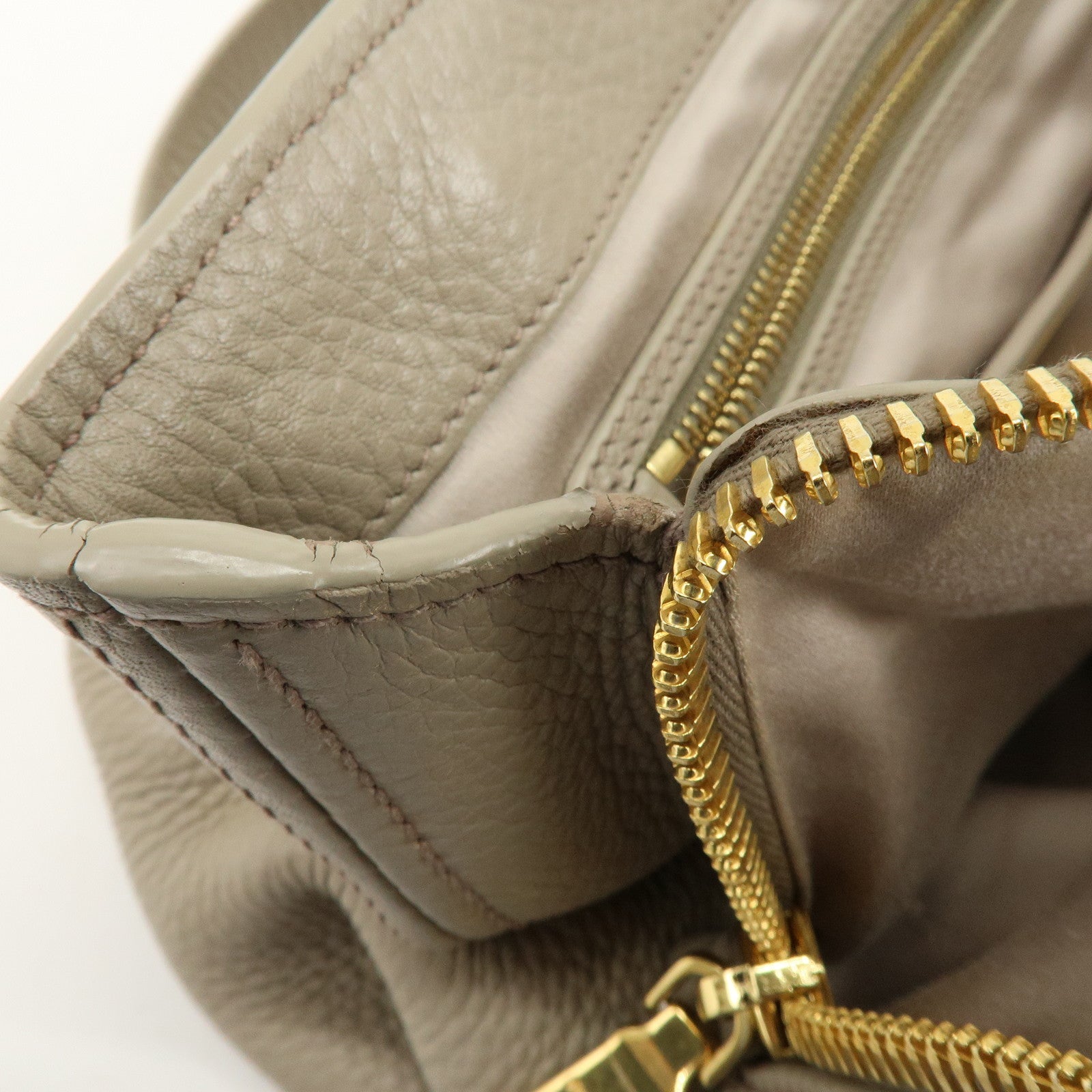 MIU MIU Leather 2Way Bag Hand Bag Shoulder Bag Beige RN0757