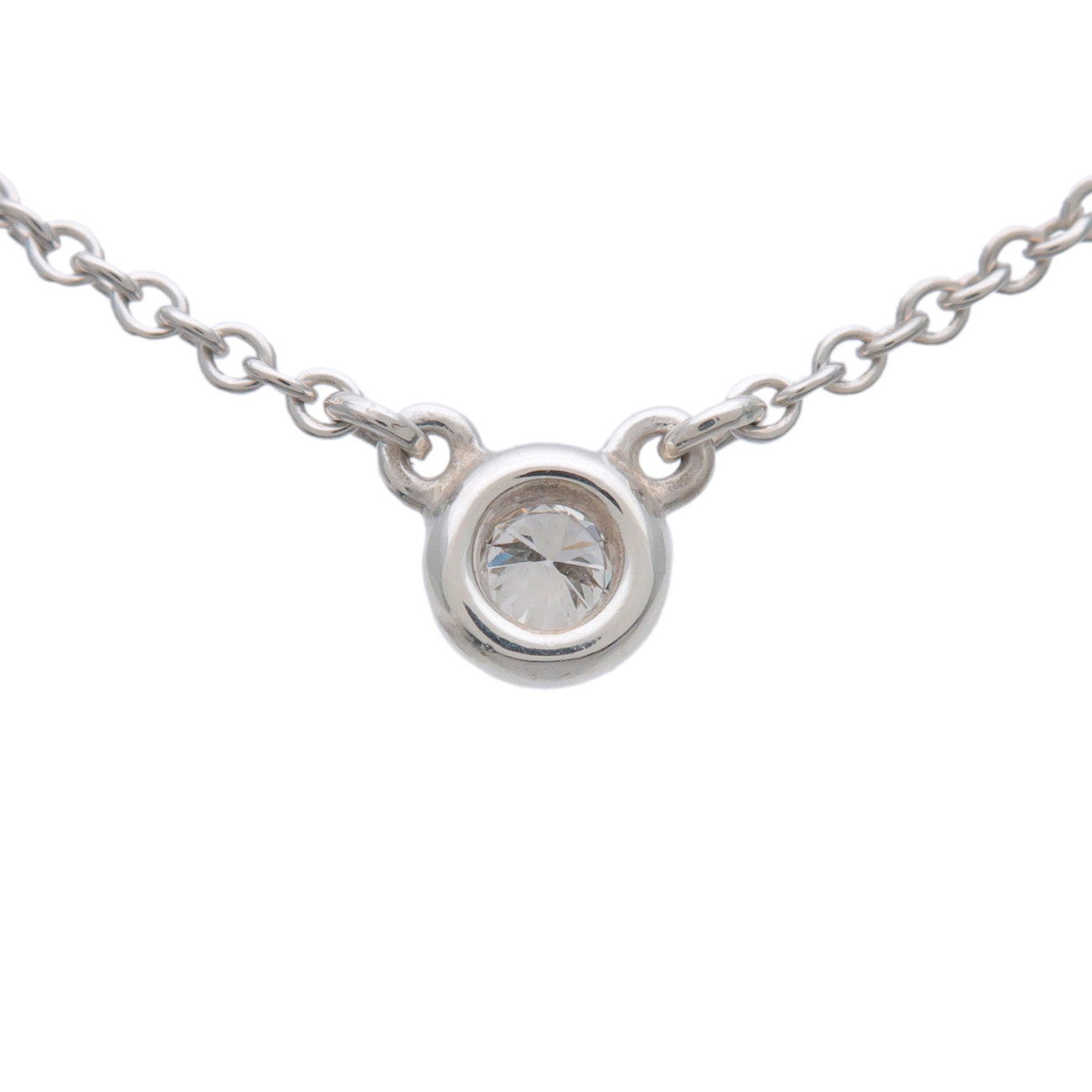 Tiffany & Co By The Yard 1P Diamond Necklace SV925 Silver