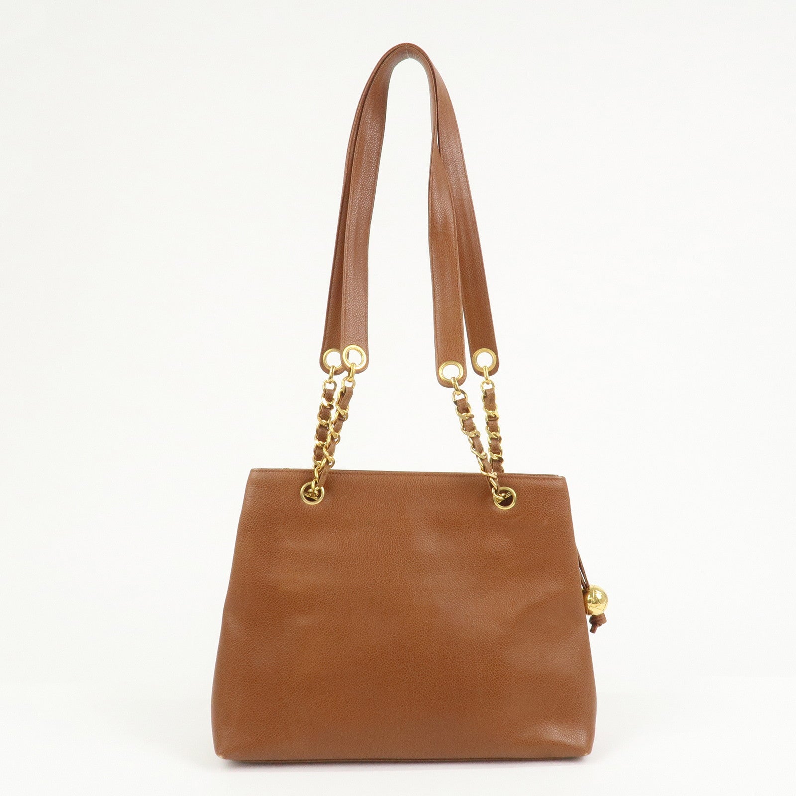 CHANEL COCO Mark Caviarskin Turn Lock Chain Shoulder Bag Brown