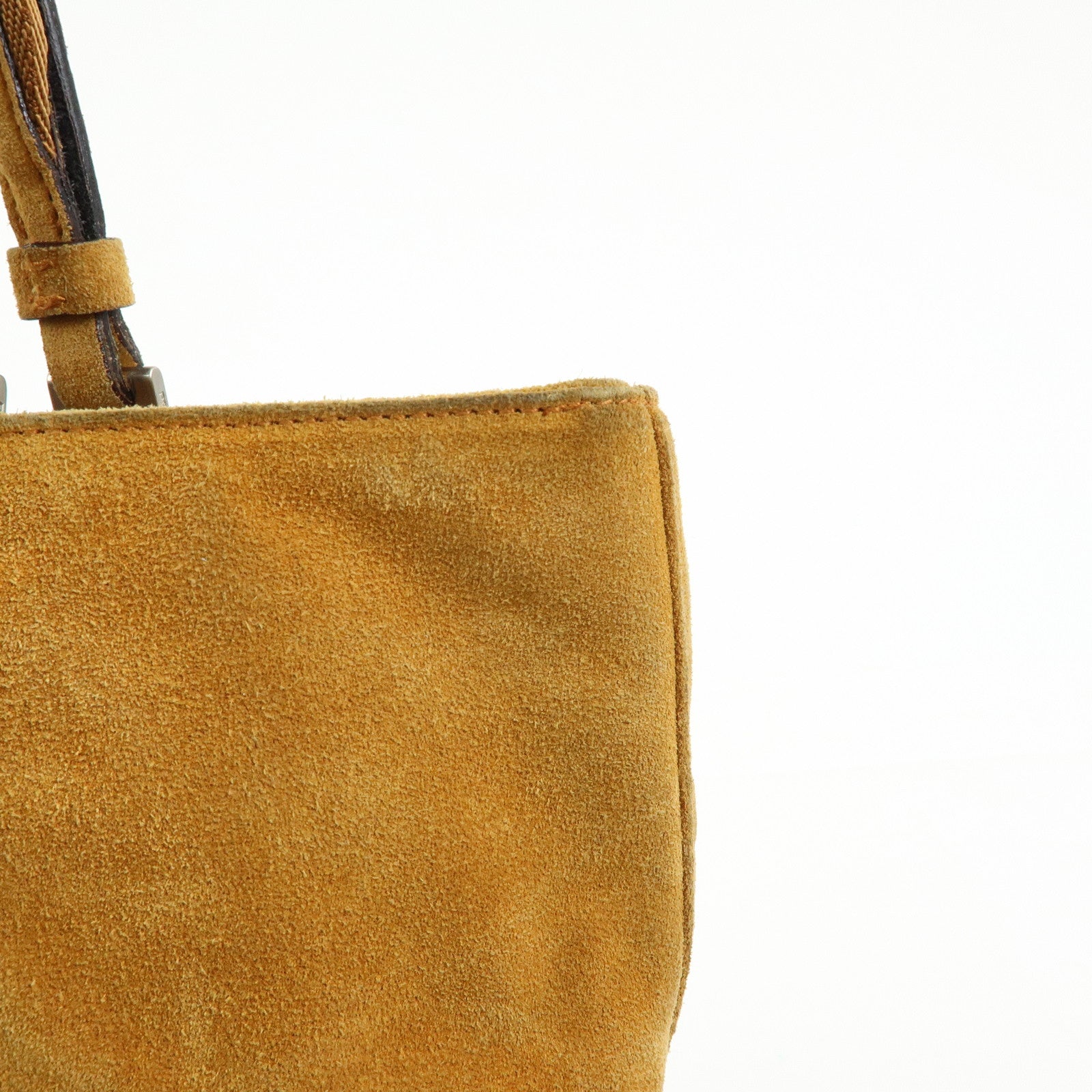 PRADA Suede Leather Hand Bag Tote Bag Maple Motif Yellow Beige