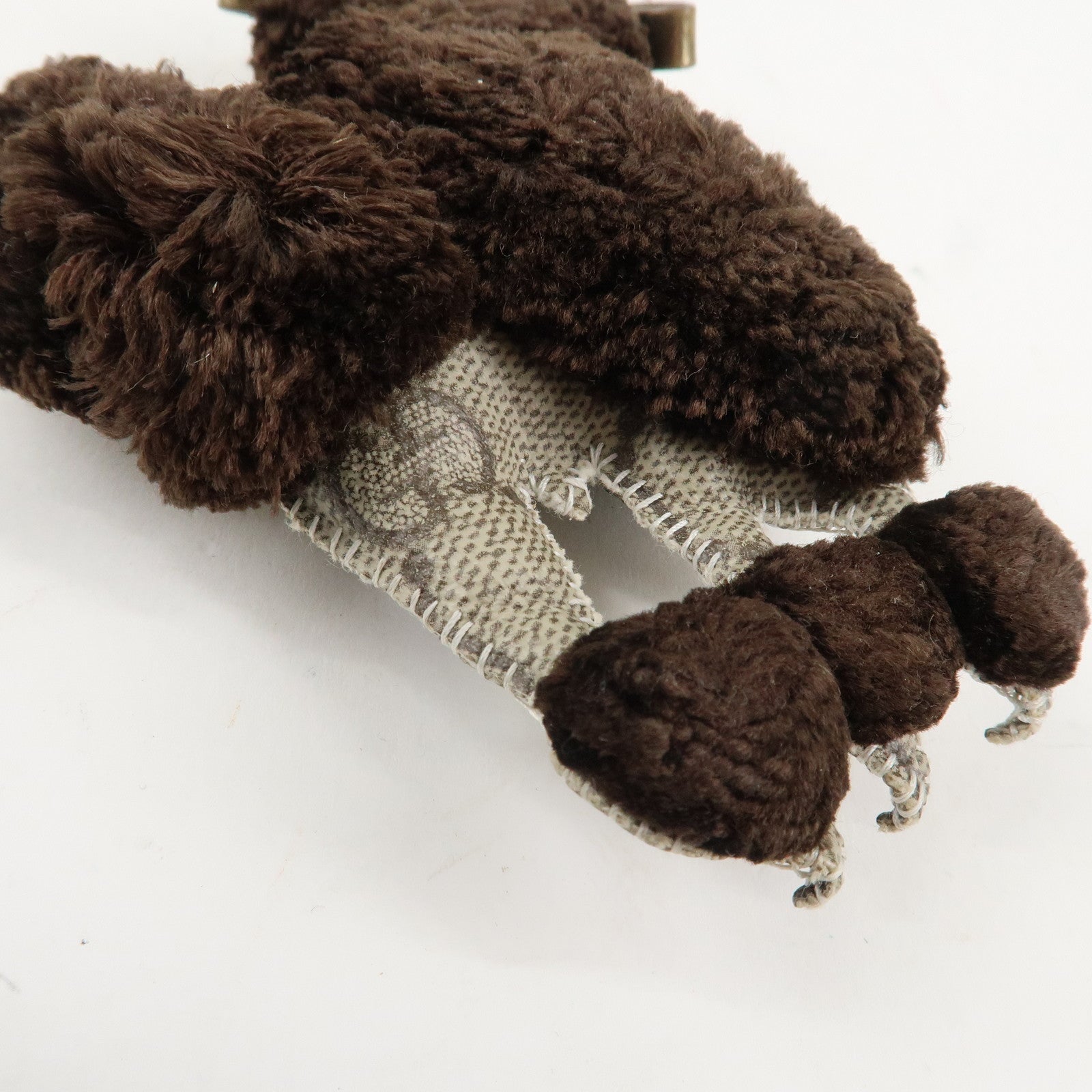 GUCCI Gucciori Leather GG Supreme Bag Charm Poodle Beige Brown Used