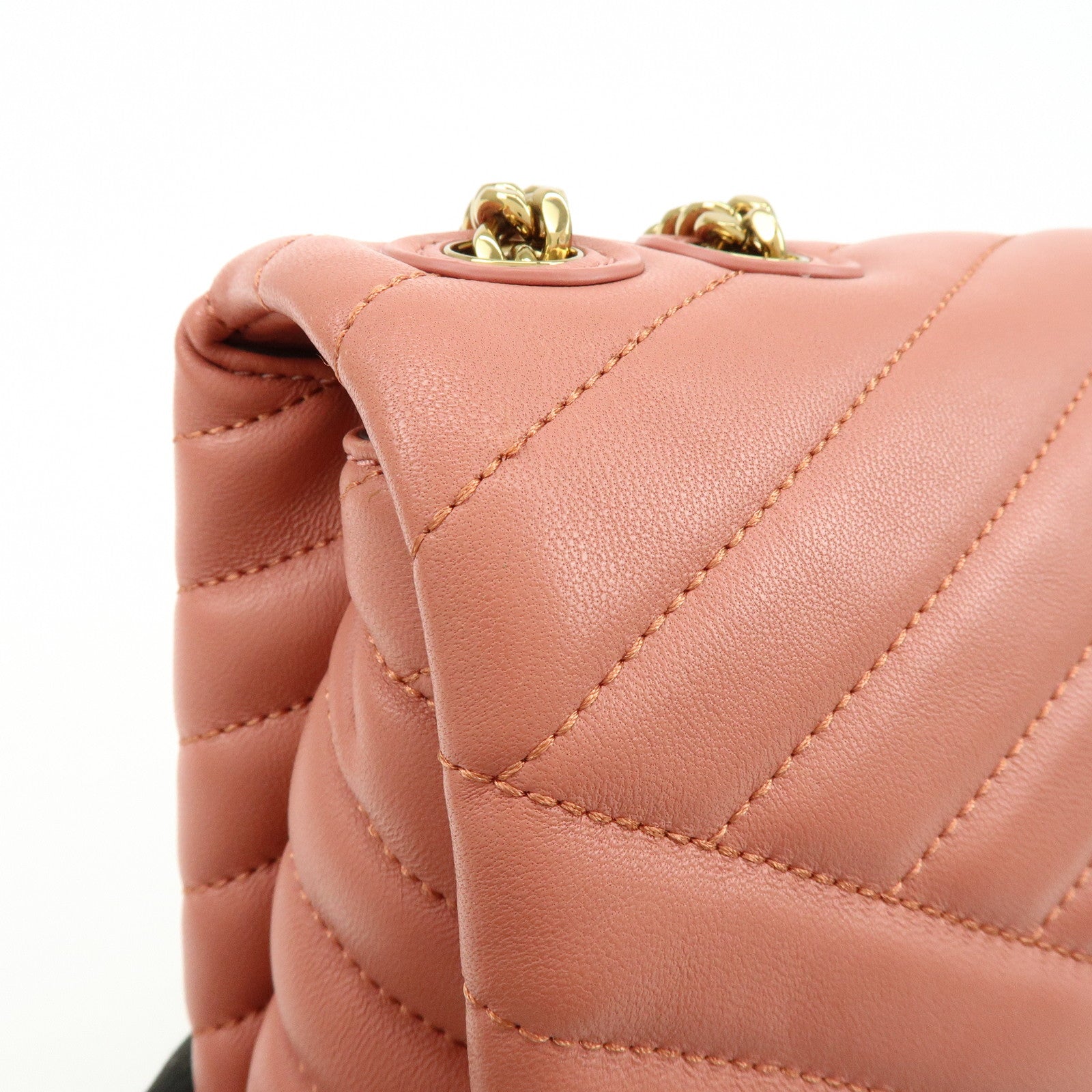 TORY BURCH Double T Kira Leather Chain Shoulder Bag Hand Bag Pink