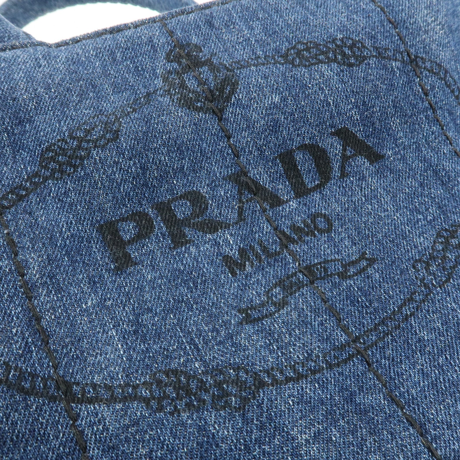 PRADA Canapa Denim 2Way Bag Hand Bag Shoulder Bag Navy B2642B Used