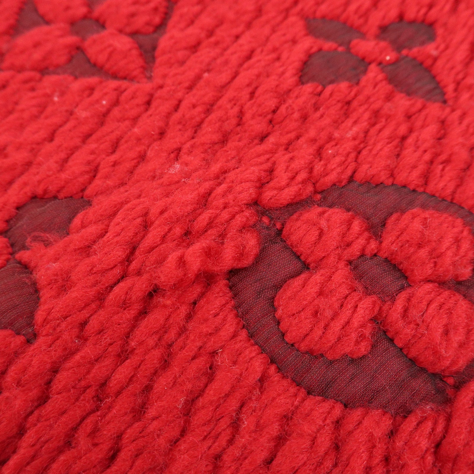 Louis Vuitton Echarpe Logo Mania Wool Silk Scarf Shawl Ruby M72432