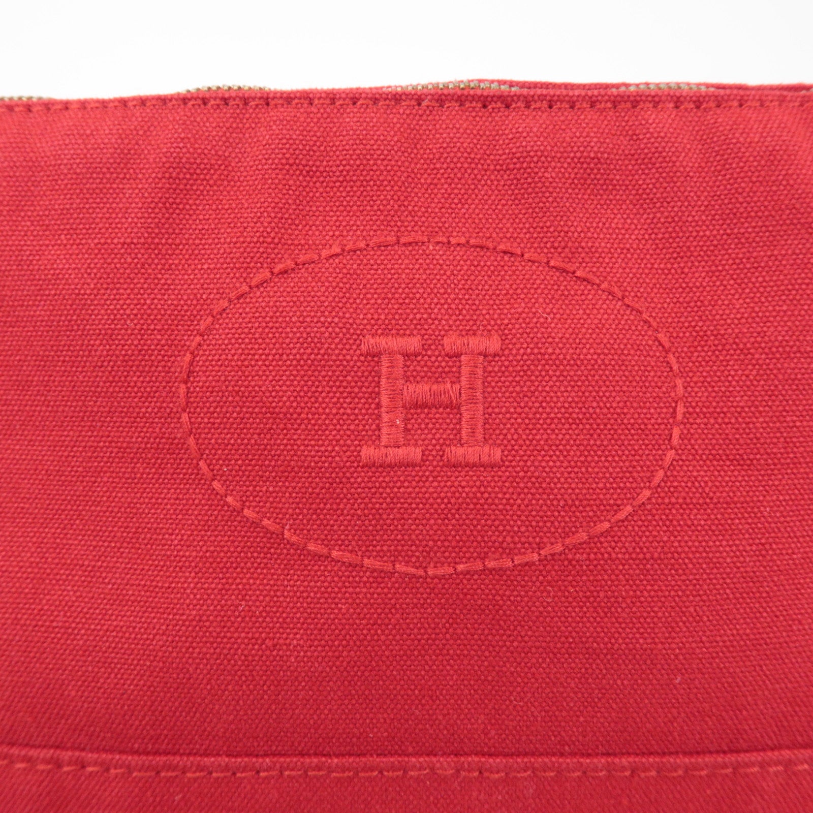 HERMES Bolide Toille H Leather Pouch GM Cosmetic Pouch Red