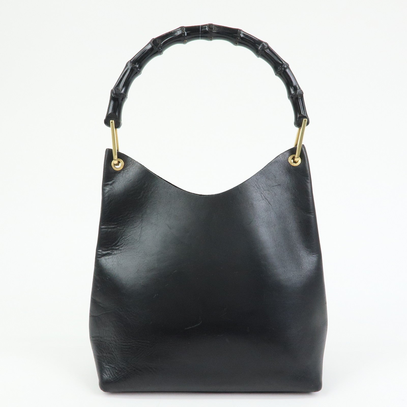 GUCCI Bamboo Leather Shoulder Bag Black 001・1553・1880