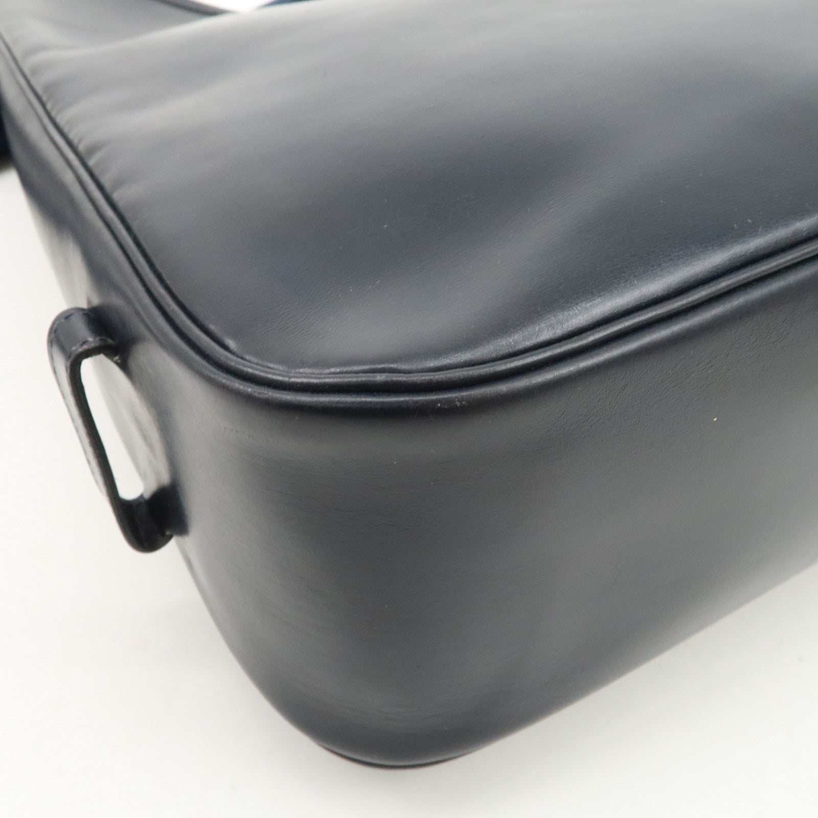 HERMES Saco Leather M Stamped Shoulder Bag Crossbody Bag Navy Used