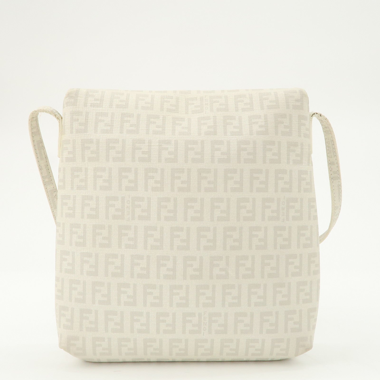 FENDI Zucchino PVC Leather Shoulder Bag Crossbody Bag White 8BT075