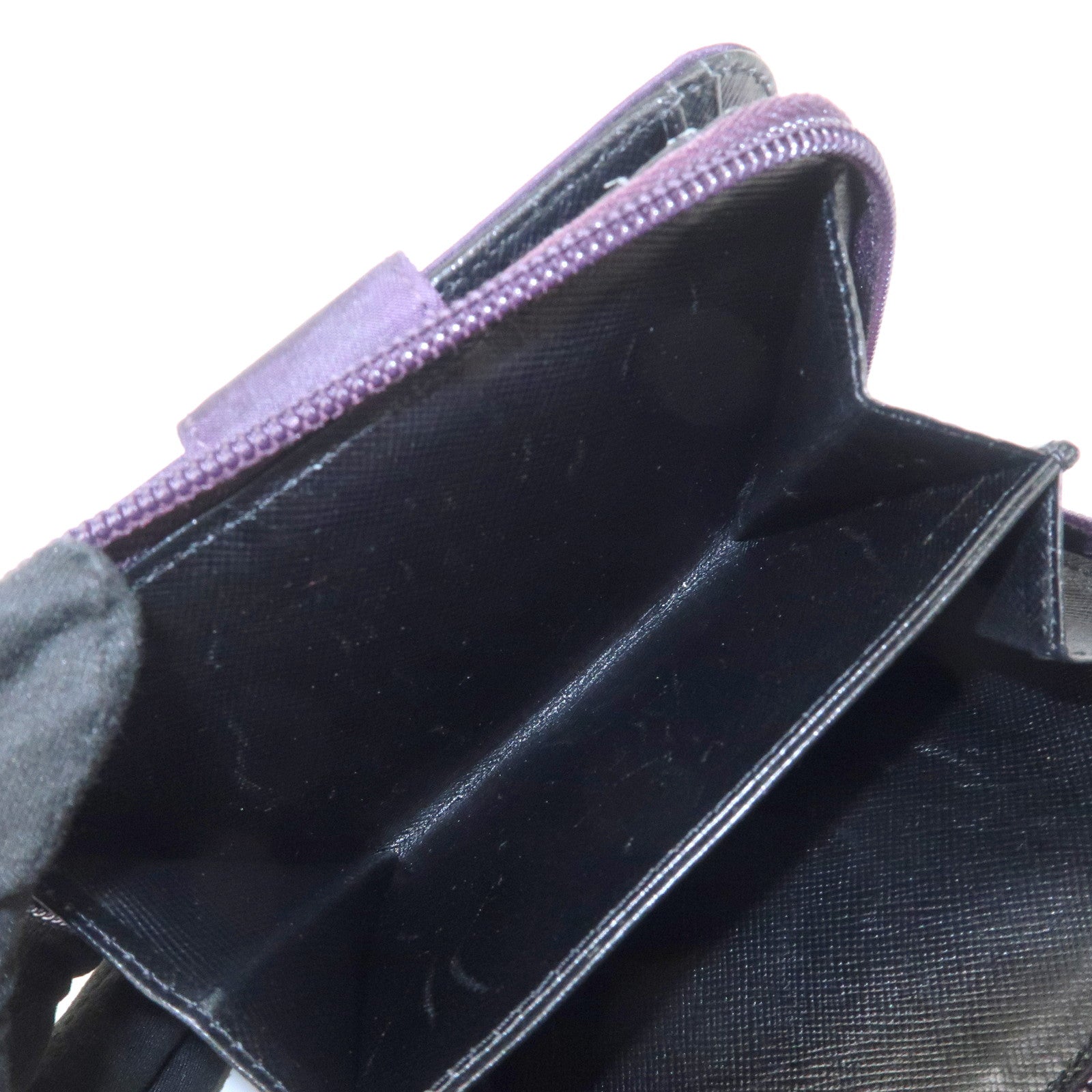 PRADA Nylon Bi-fold Round Zippy Compact Wallet Black