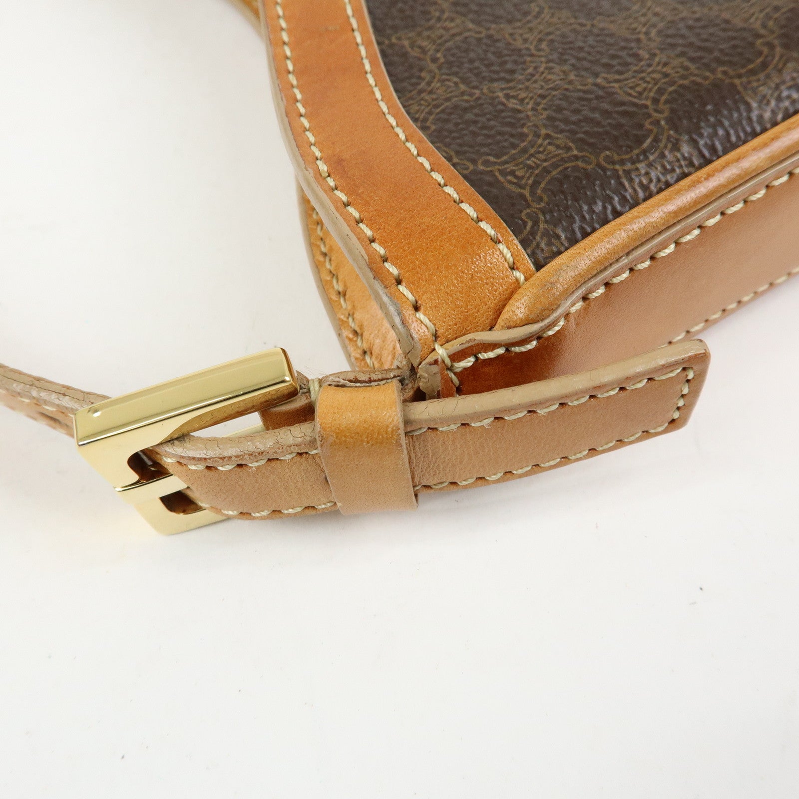 CELINE Macadam PVC Leather Shoulder Bag Hand Bag Brown