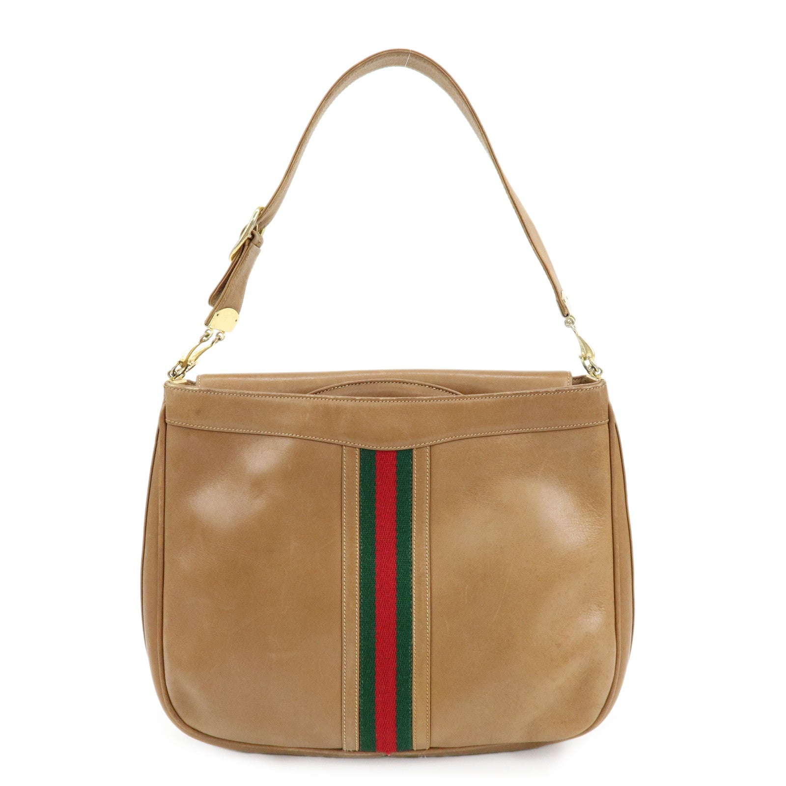 GUCCI Old GUCCI Sherry Leather Hand Bag Shoulder Bag Brown