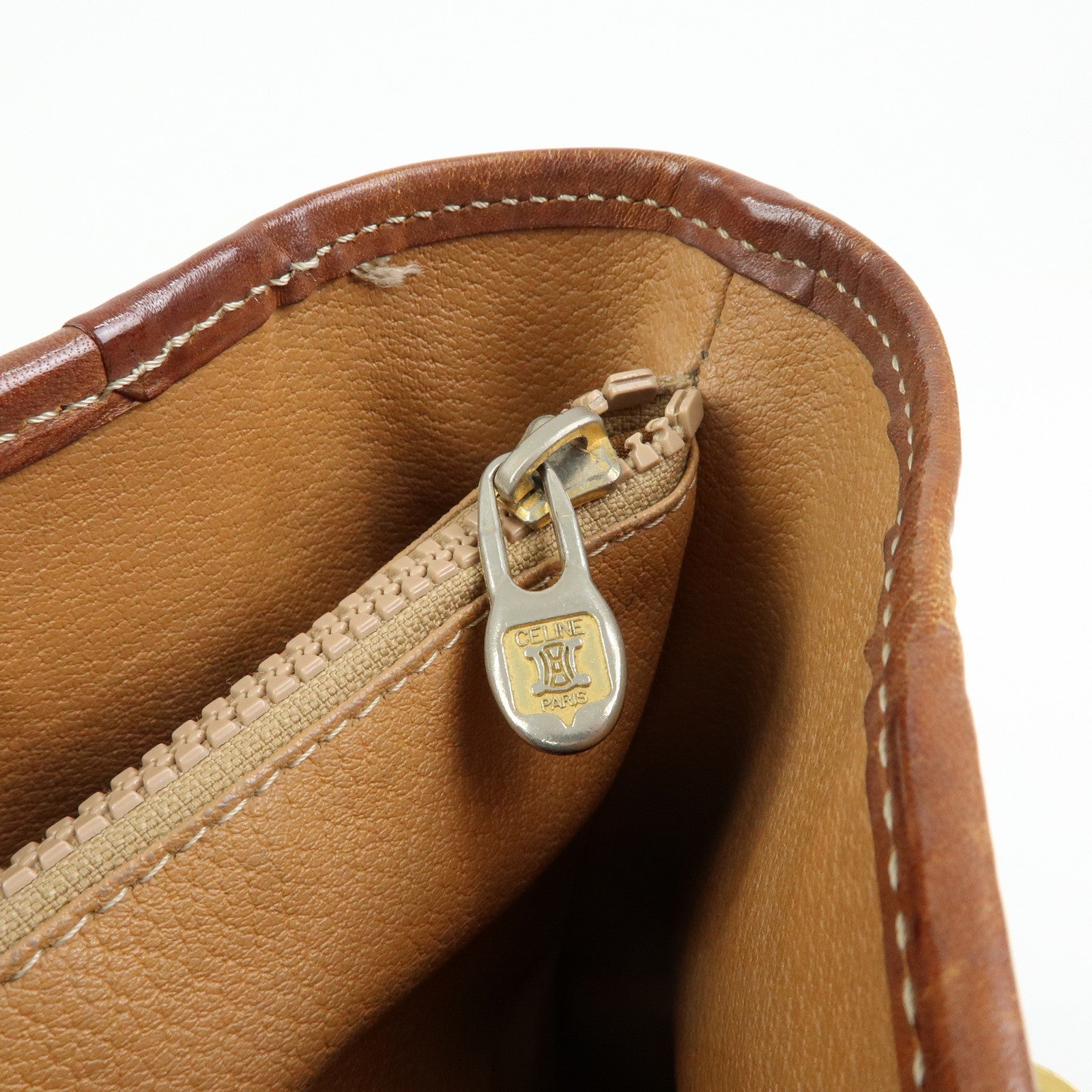 CELINE Macadam PVC leather Tote Bag Hand Bag Shoulder Bag Brown