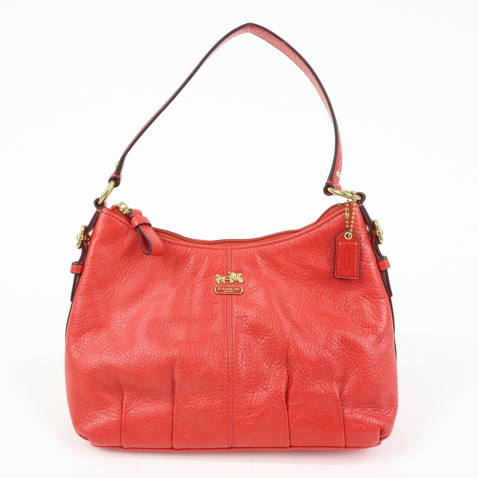 COACH Edie Set of 2 Leather Shoulder Bag Hand Bag Red