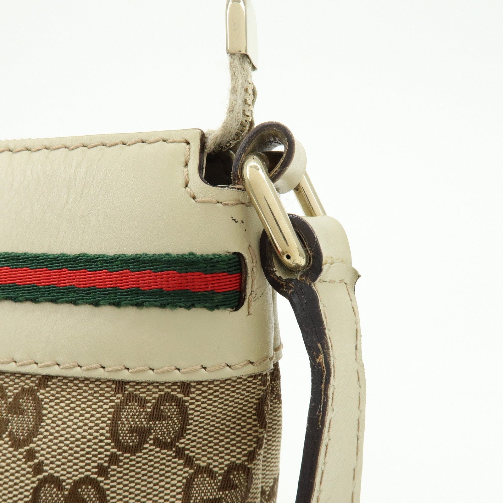 GUCCI Mayfair Sherry GG Canvas Leather Shoulder Bag Beige 257065