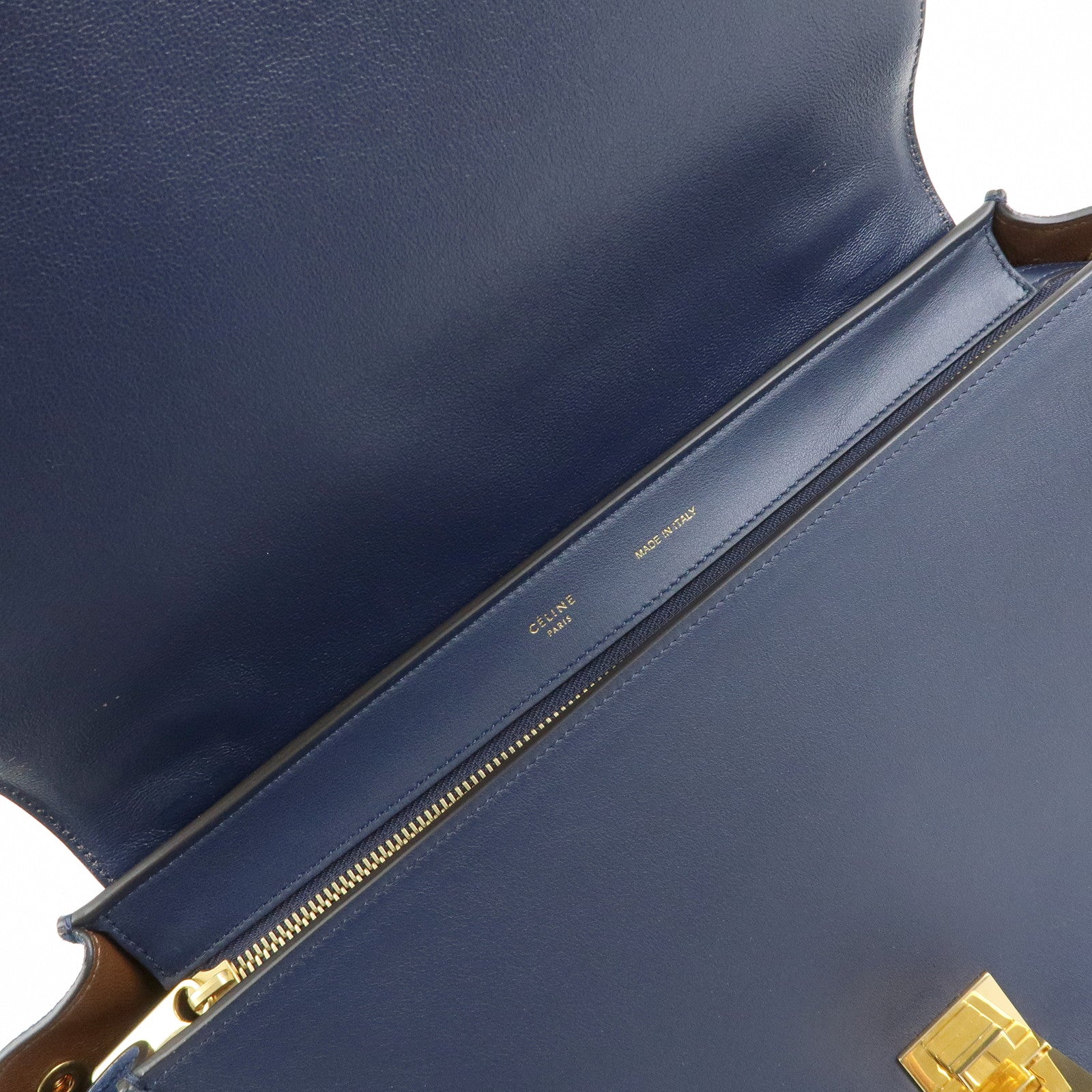 CELINE Leather Suede 2Way Bag Hand Bag Shoulder Bag Navy