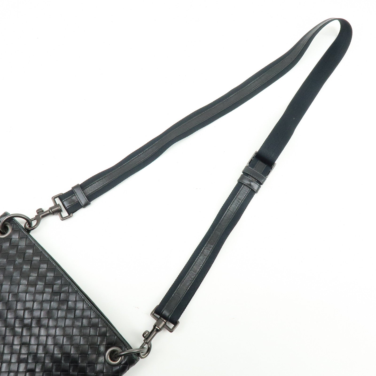 BOTTEGA VENETA Intrecciato Leather Shoulder Bag Black 172736