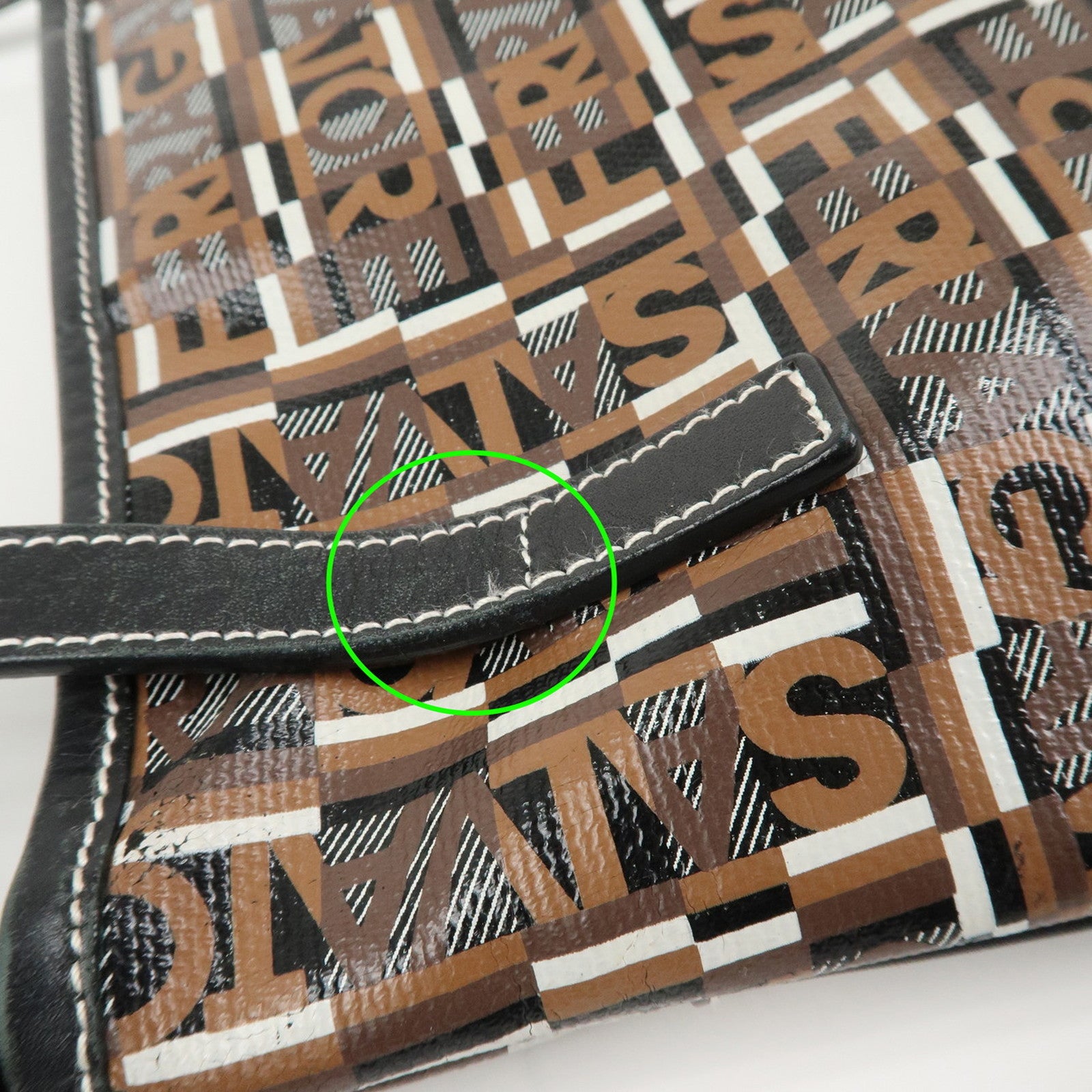 Ferragamo Leather PVC Shoulder Bag Black Brown White