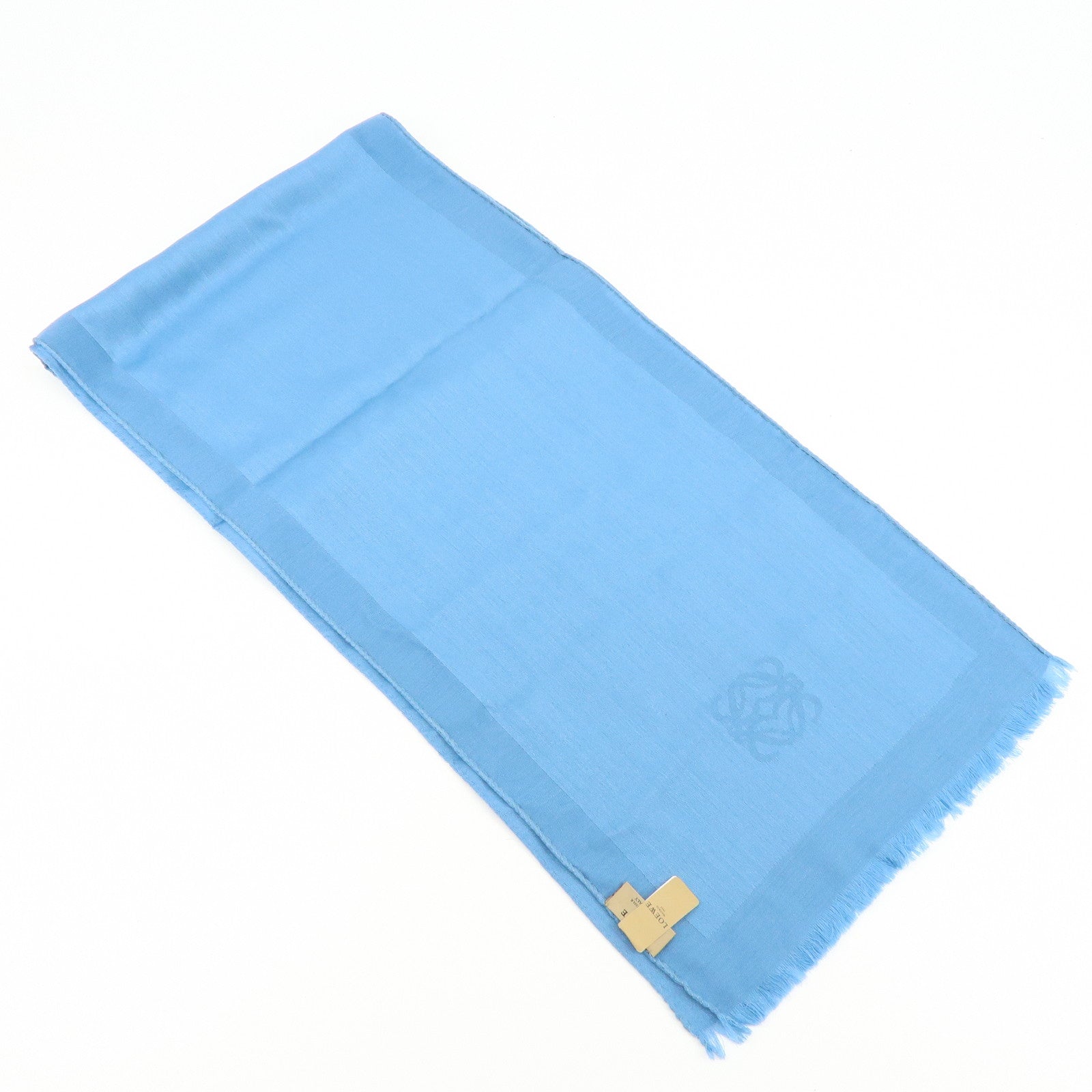 LOEWE Anagram Wool Silk 32×184 Scarf Blue