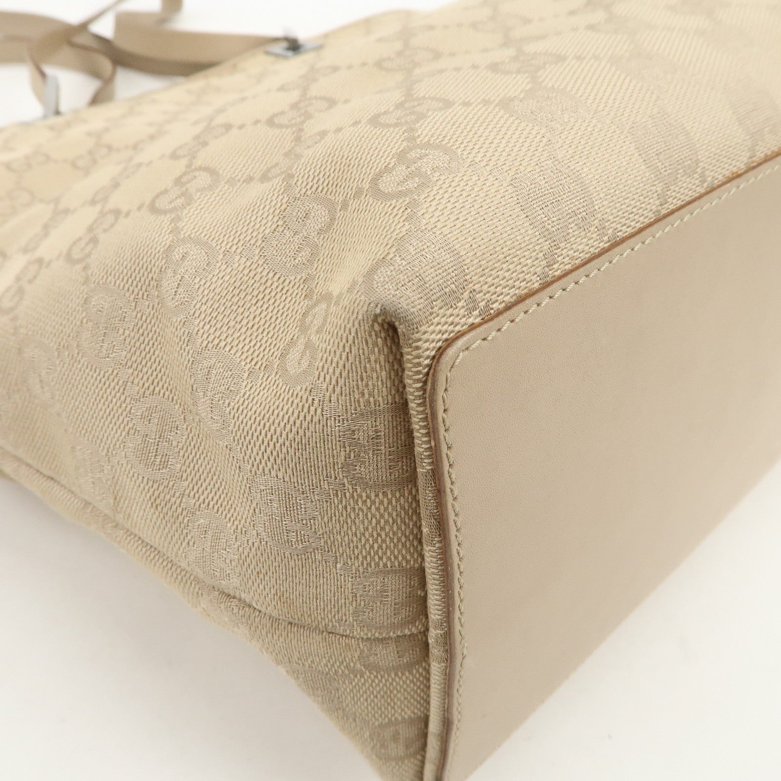 GUCCI GG Canvas Leather Tote Bag Shoulder Bag Beige 31243