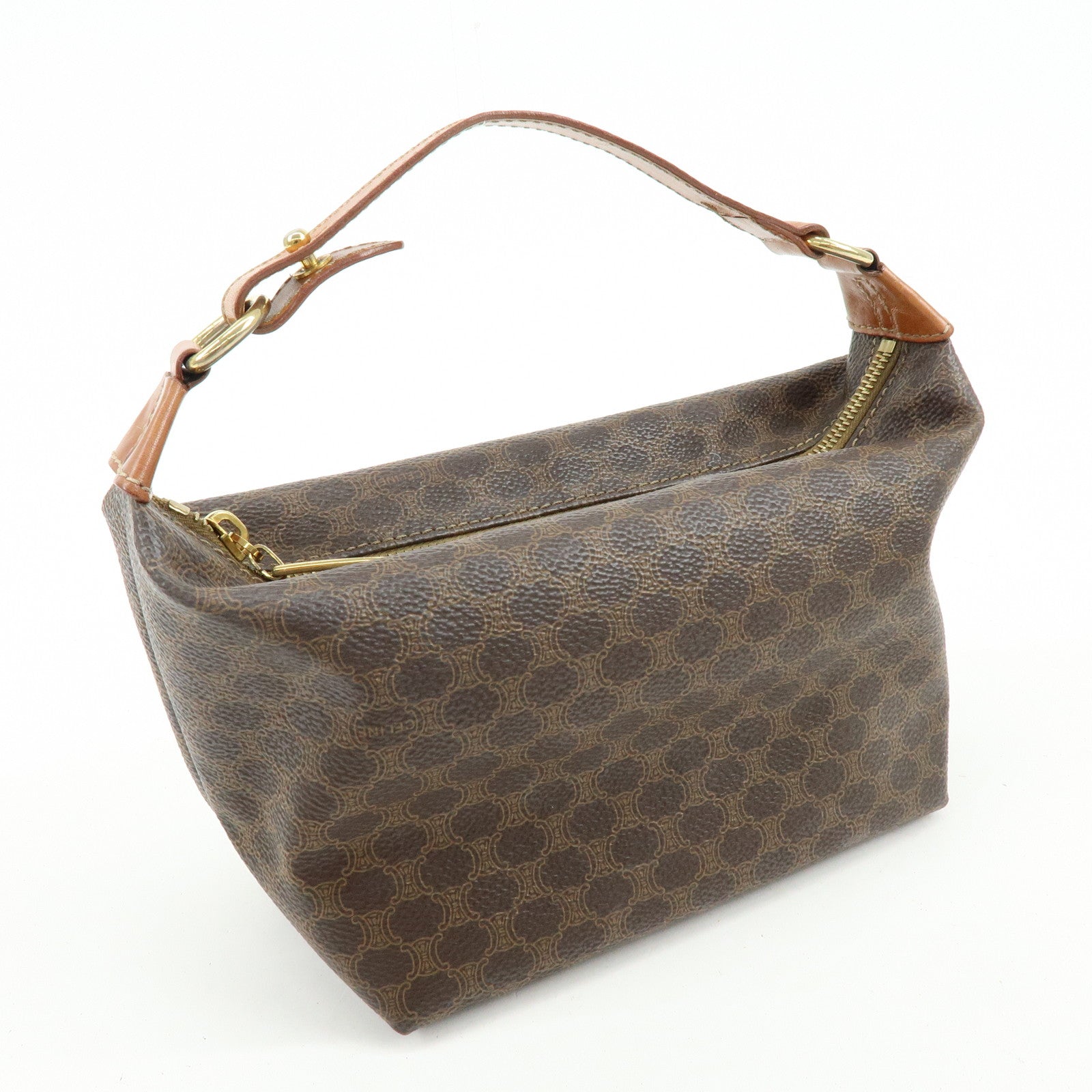 CELINE Macadam PVC Leather Hand Bag Brown