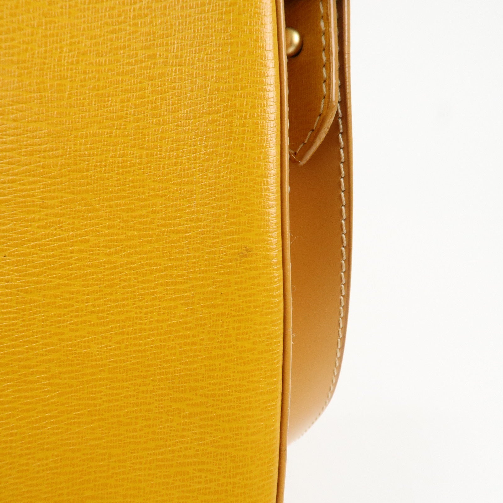 BURBERRY Logo Leather Shoulder Bag Hand Bag Yellow Beige
