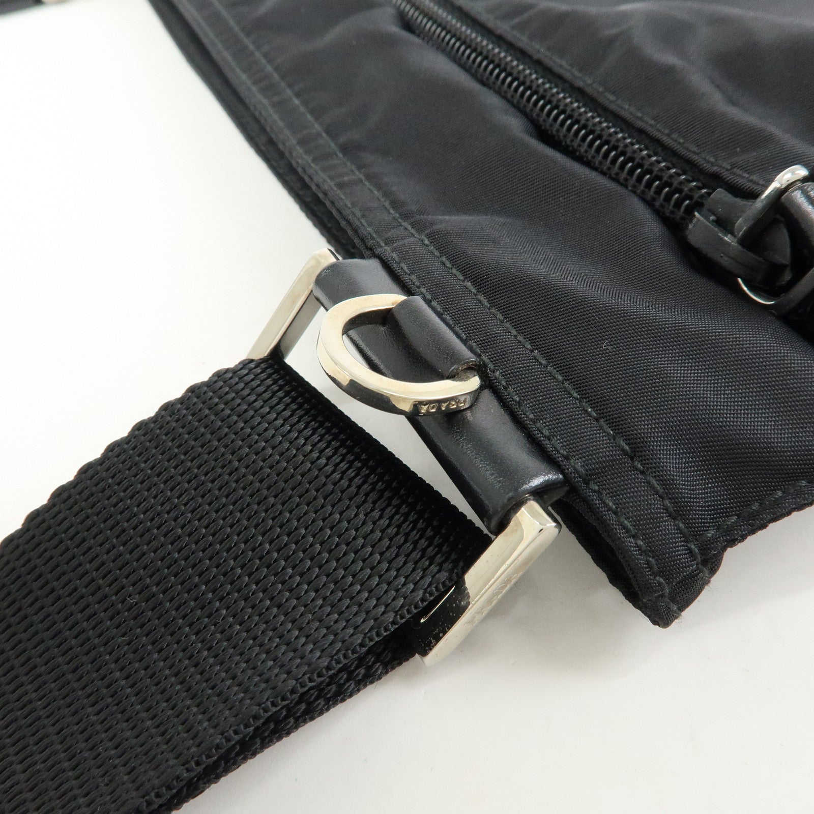 PRADA Triangle Logo Nylon Leather Shoulder Bag Crossbody Bag 2VH118