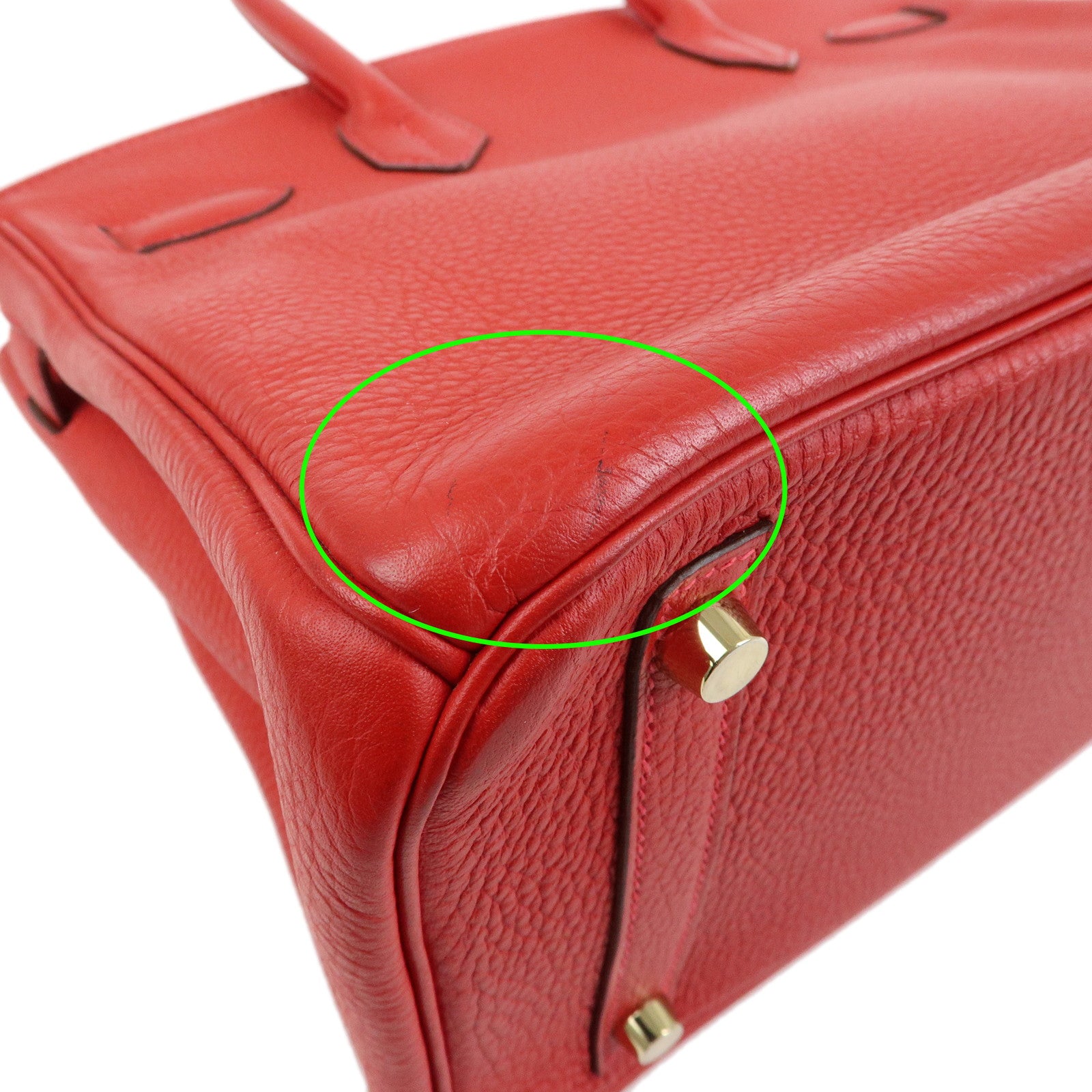 HERMES Birkin 30 Togo Leather Hand Bag □R Stamped Rouge Casaque