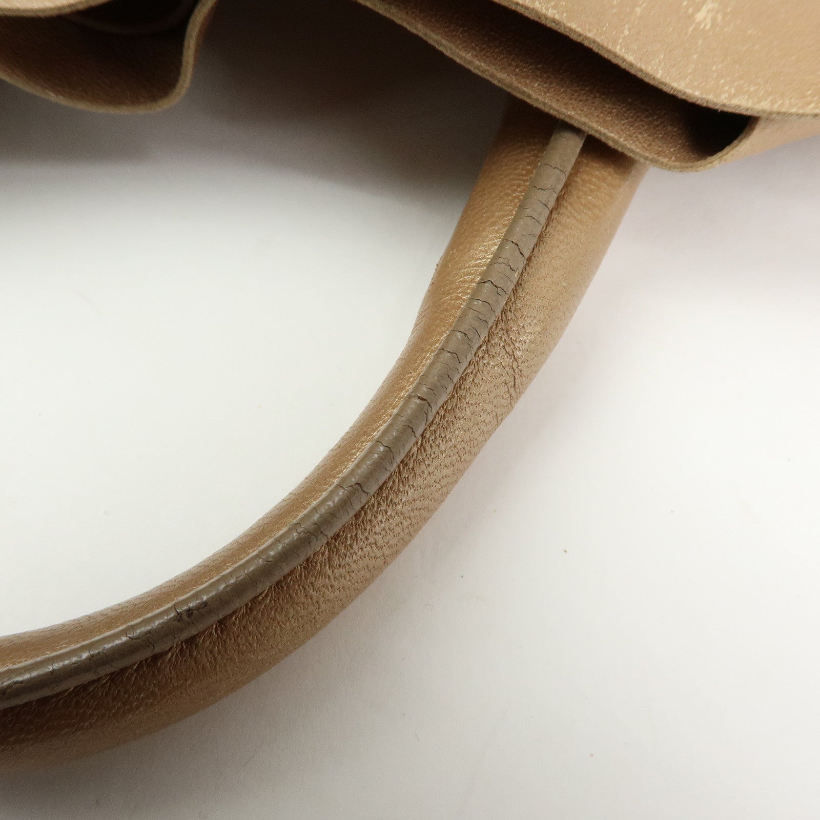 PRADA Frilled Leather Tote Bag Hand Bag Champagne Gold