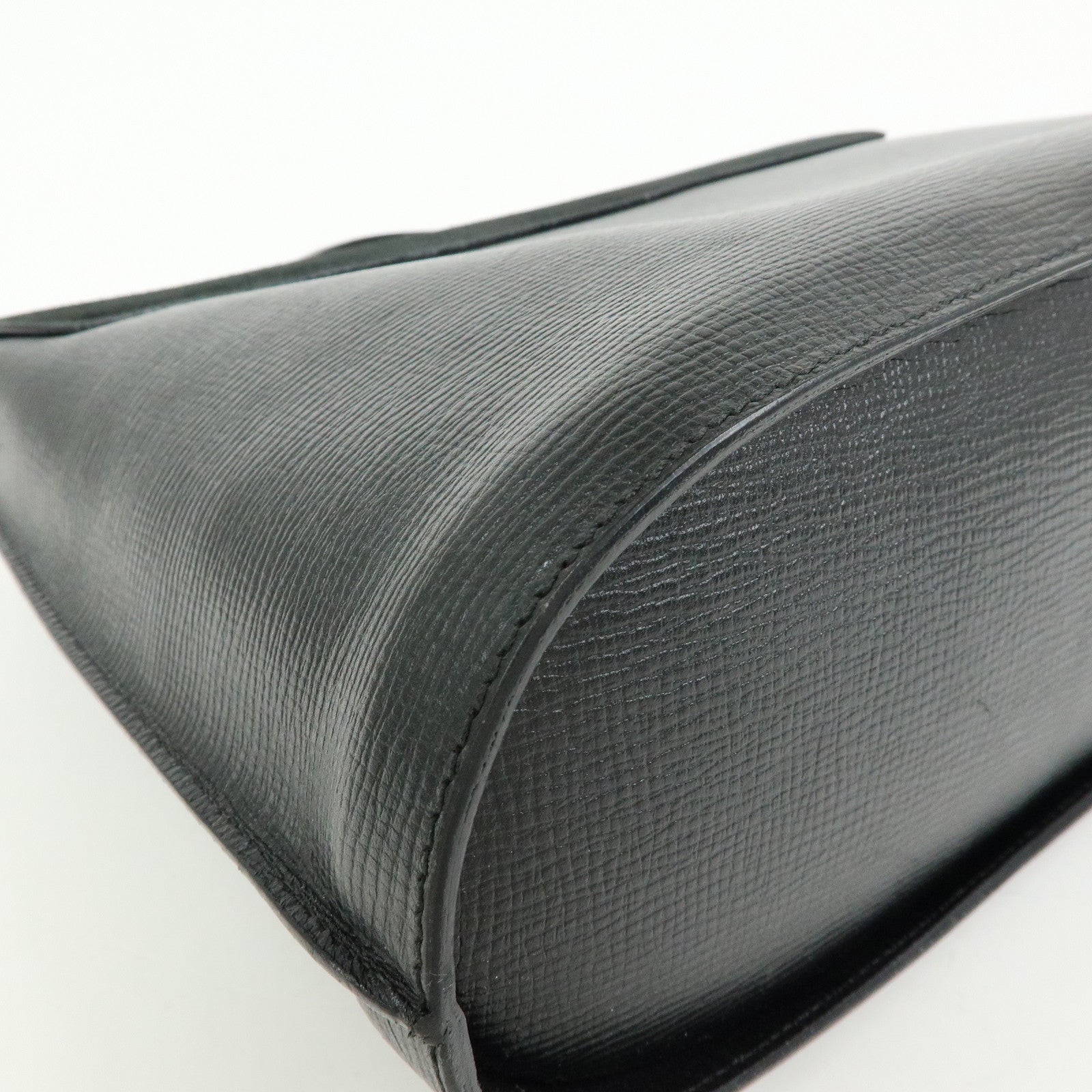 FENDI Top Handle Leather Suede Hand Bag Black 12897