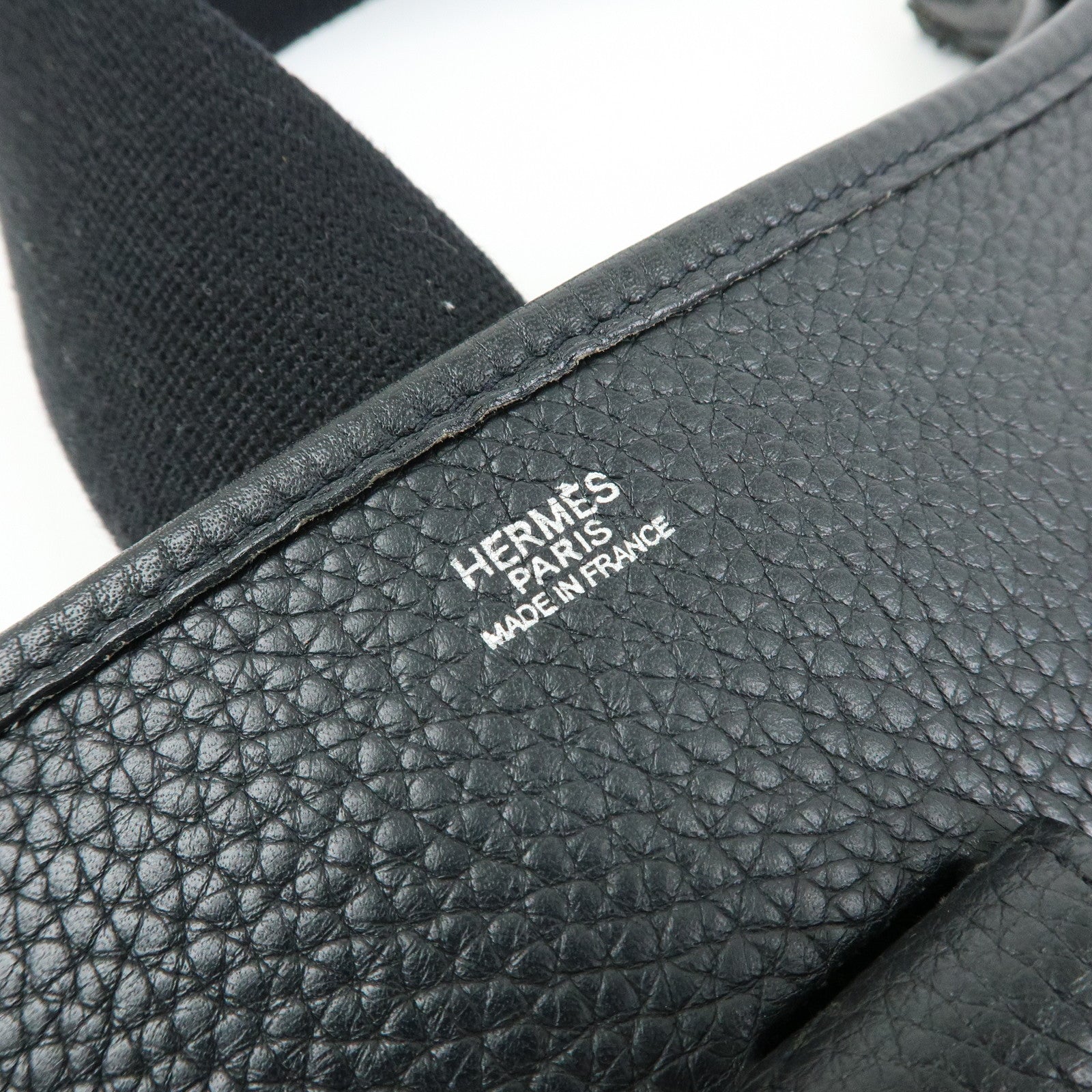 HERMES Evelyne Taurillon Leather Shoulder Bag □J Stamped Black